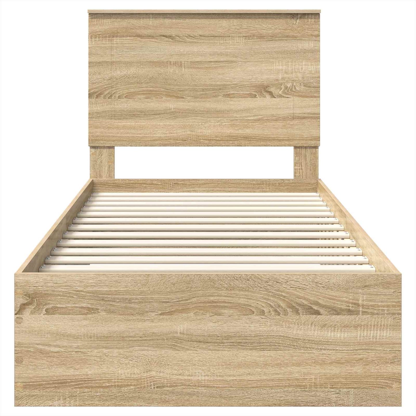 Bedframe met hoofdeinde Sonoma Eiken 90 x 190 cm Bewerkt hout is nu te koop bij PeponiXL, paradijselijk wonen!