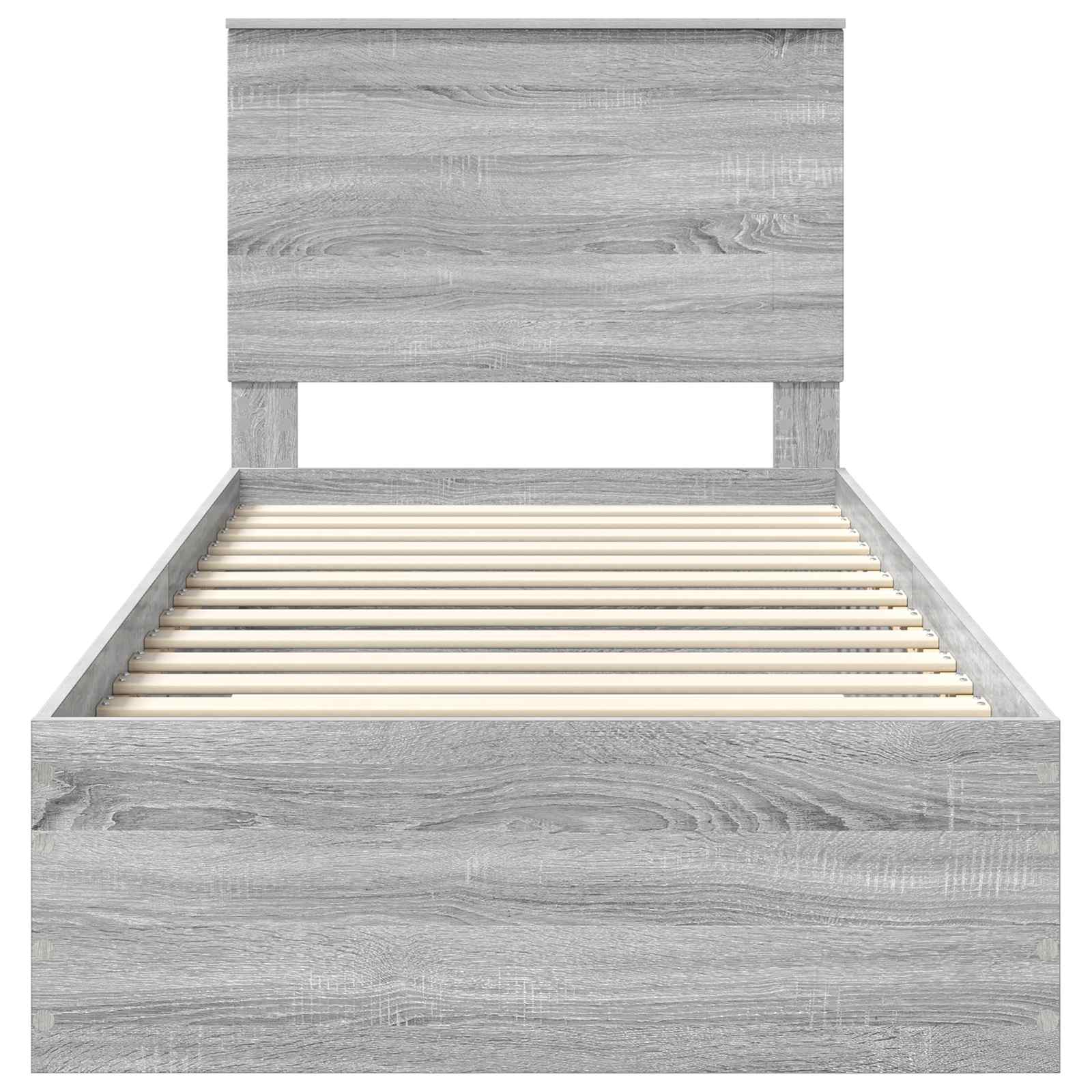 Bedframe met hoofdeinde Grijs Sonoma 90 x 190 cm Bewerkt hout is nu te koop bij PeponiXL, paradijselijk wonen!