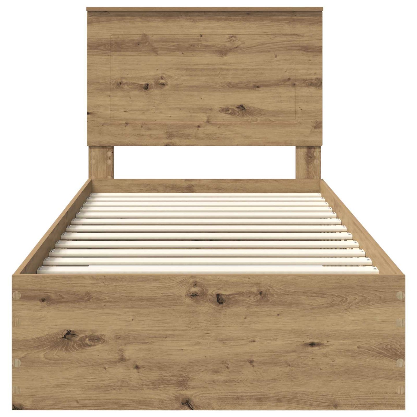 Bedframe met hoofdeinde Artisan Eiken 90 x 190 cm Bewerkt hout is nu te koop bij PeponiXL, paradijselijk wonen!