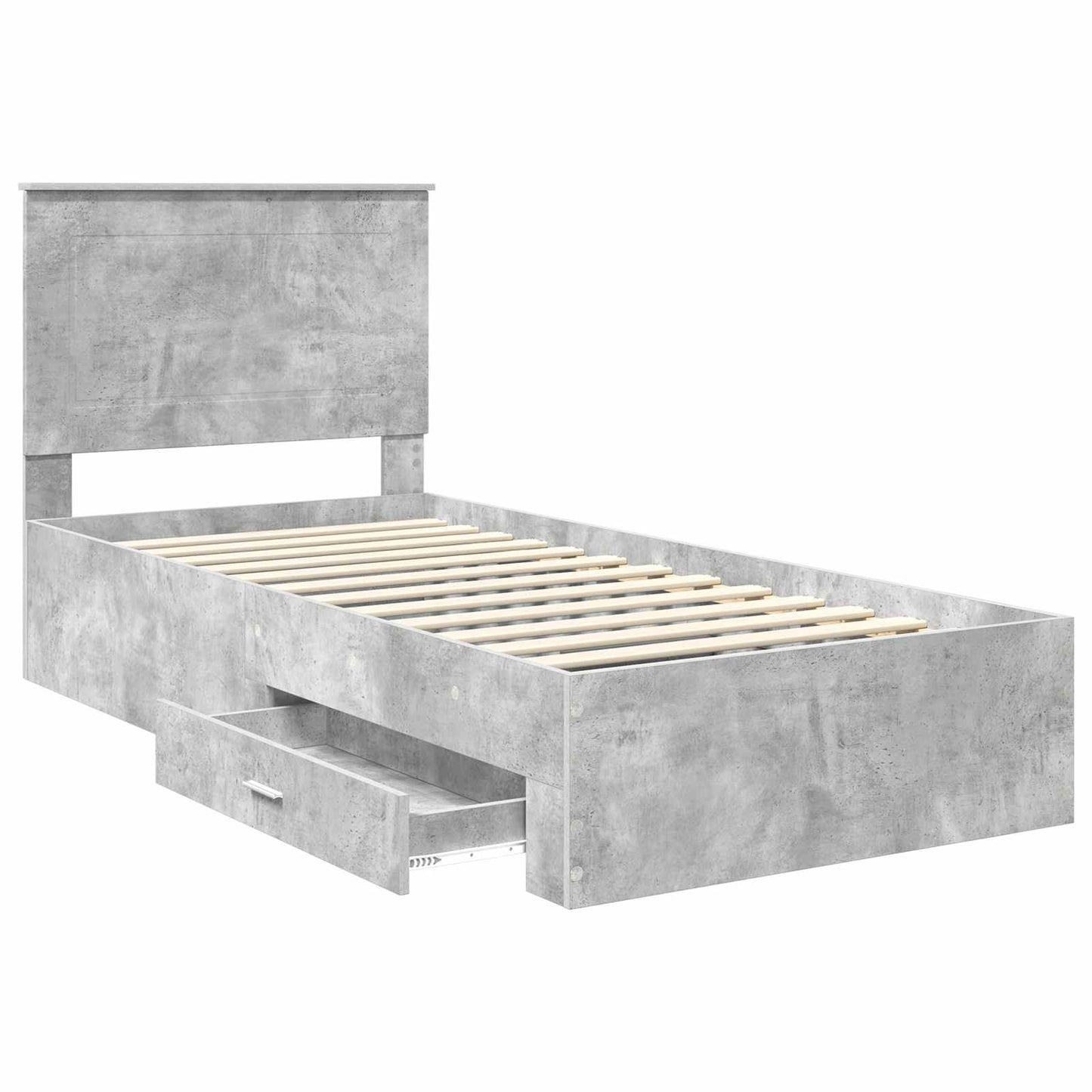 Bedframe met hoofdeinde Beton Grijs 90 x 200 cm Bewerkt hout is nu te koop bij PeponiXL, paradijselijk wonen!