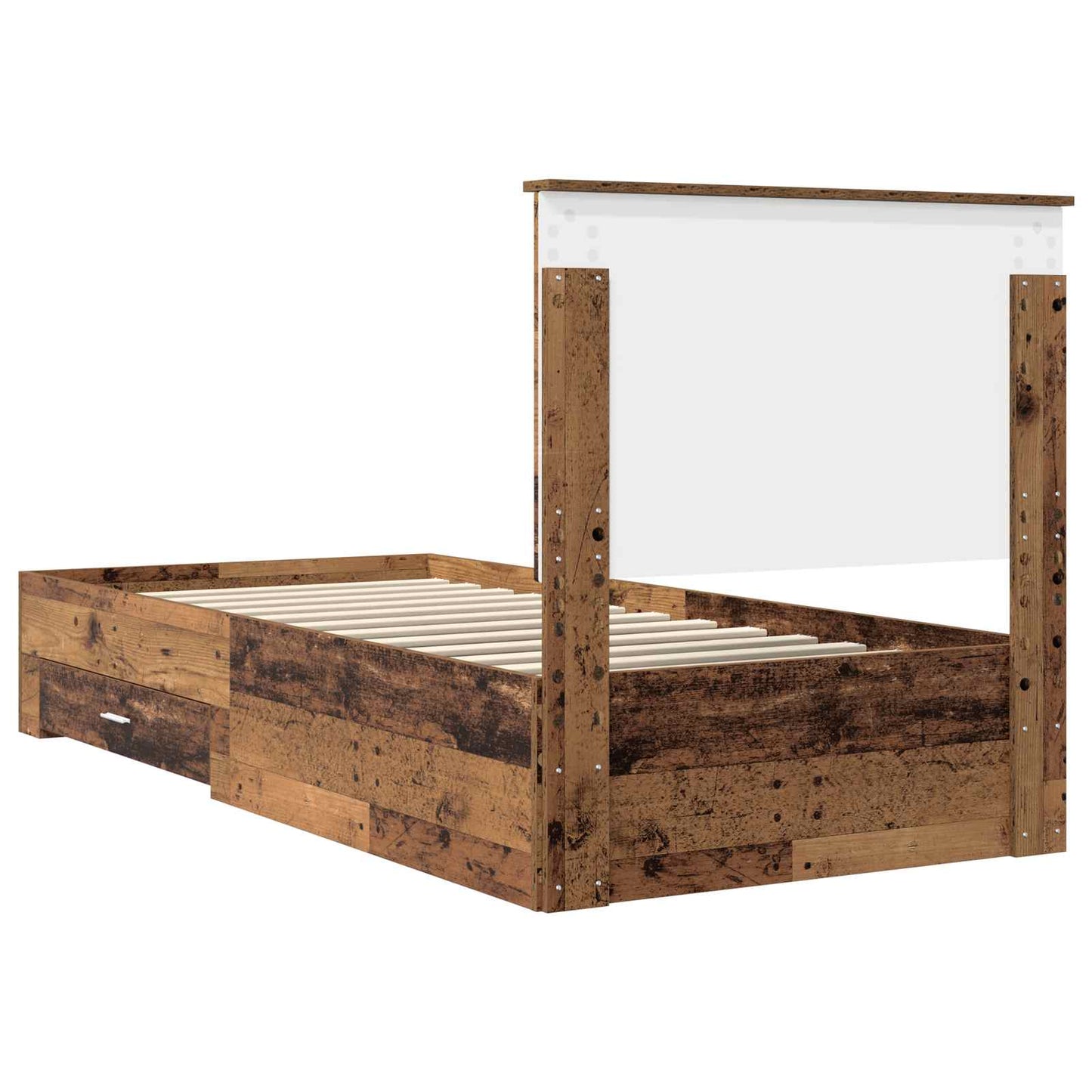 Bedframe met hoofdeinde Oudhout 90 x 200 cm Bewerkt hout is nu te koop bij PeponiXL, paradijselijk wonen!