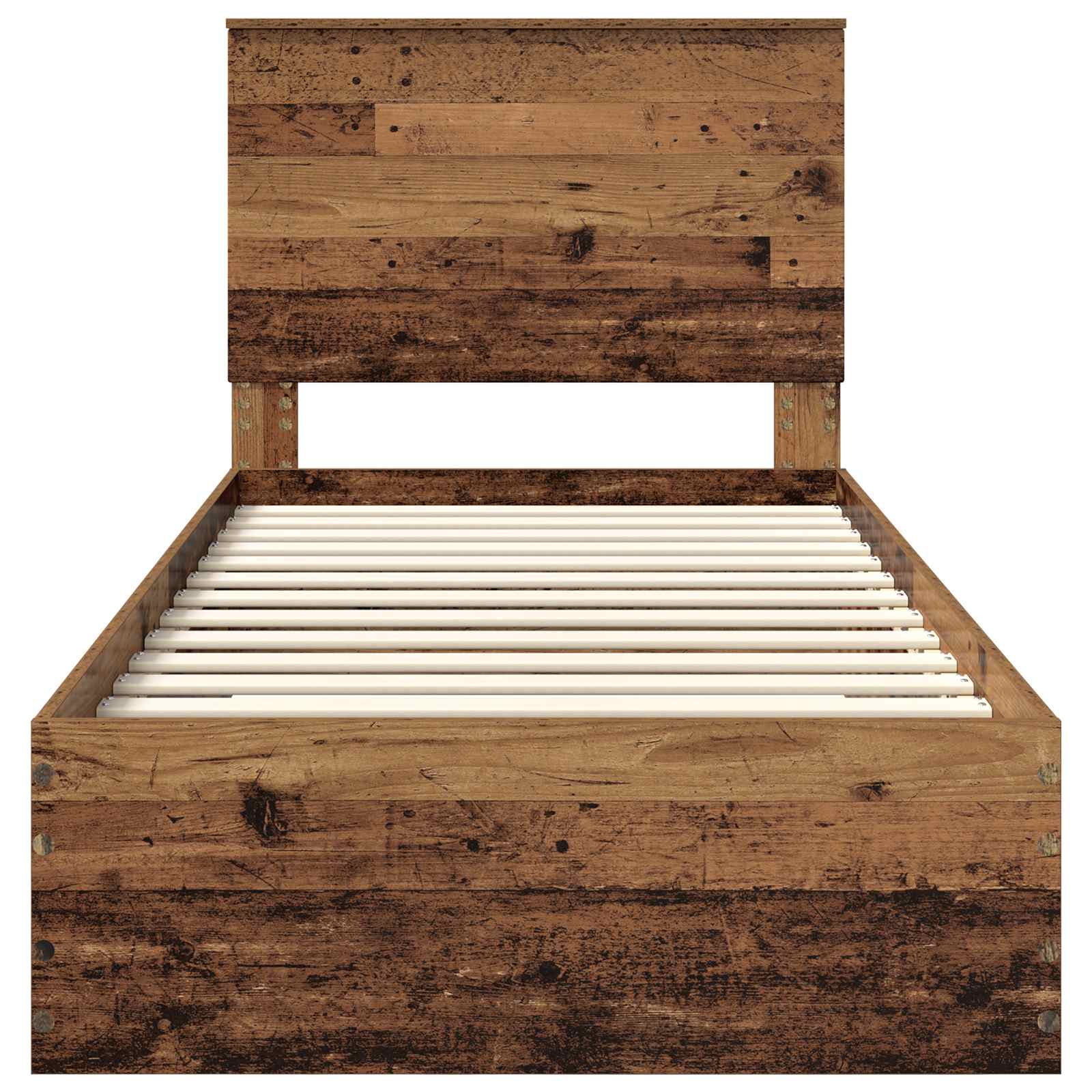 Bedframe met hoofdeinde Oudhout 90 x 200 cm Bewerkt hout is nu te koop bij PeponiXL, paradijselijk wonen!