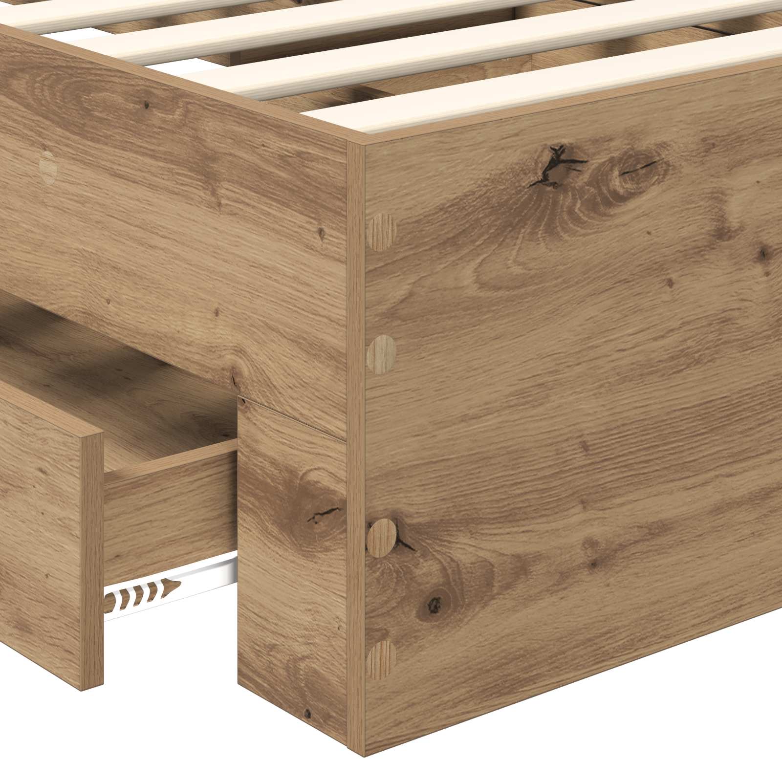 Bedframe met hoofdeinde Artisan Eiken 90 x 200 cm Bewerkt hout is nu te koop bij PeponiXL, paradijselijk wonen!