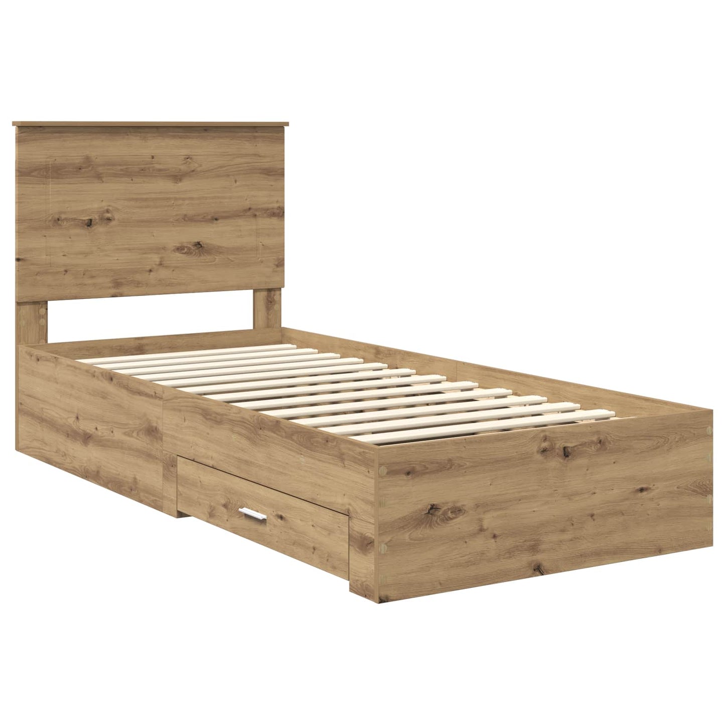Bedframe met hoofdeinde Artisan Eiken 90 x 200 cm Bewerkt hout is nu te koop bij PeponiXL, paradijselijk wonen!