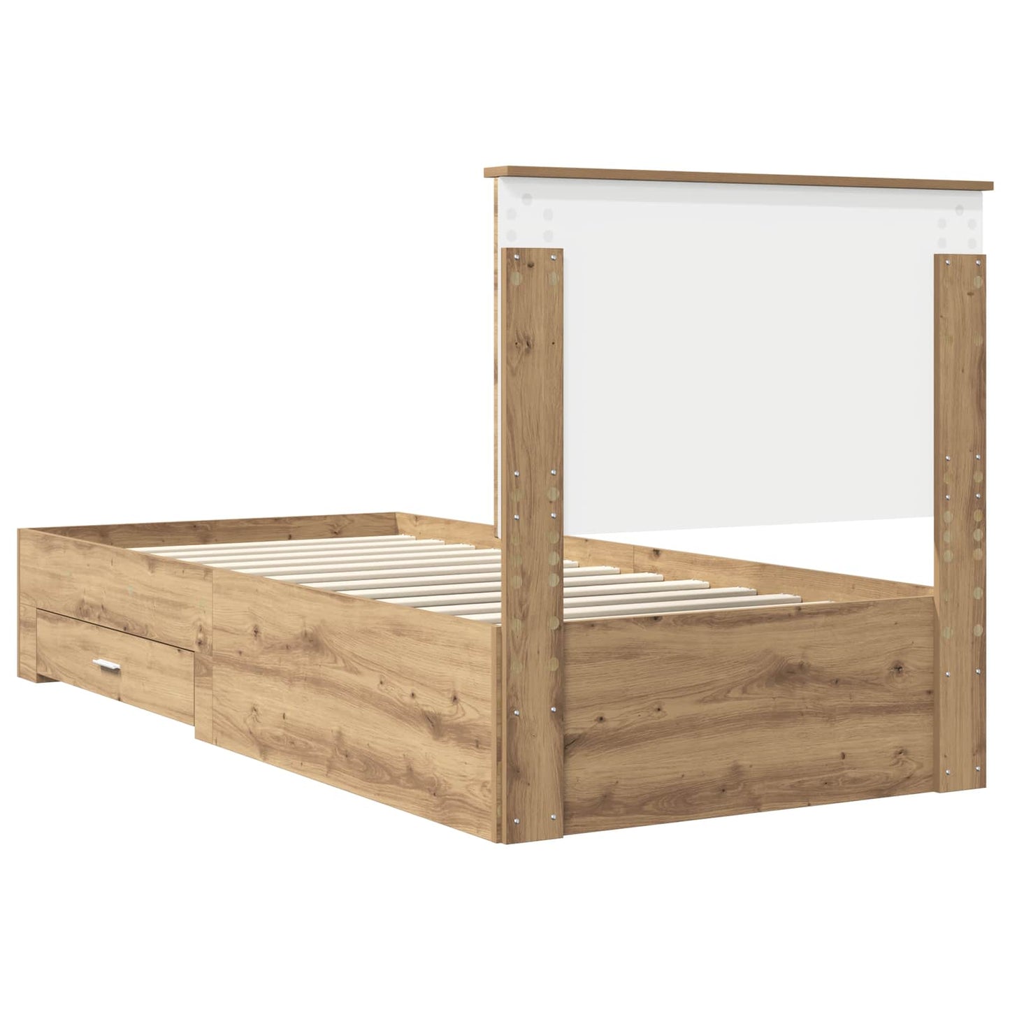 Bedframe met hoofdeinde Artisan Eiken 90 x 200 cm Bewerkt hout is nu te koop bij PeponiXL, paradijselijk wonen!