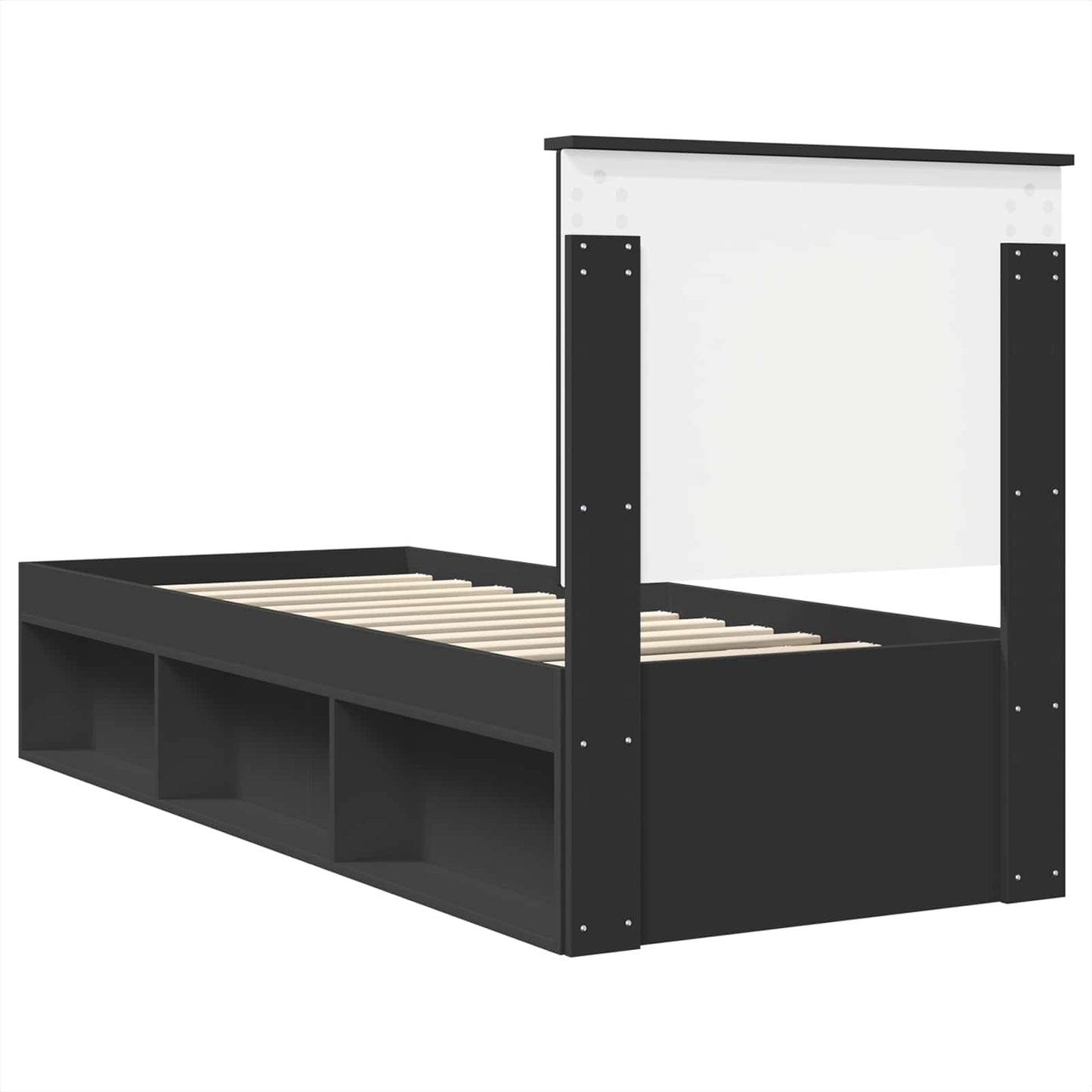 Bedframe met lade Zwart en Zilver 75 x 190 cm Bewerkt hout is nu te koop bij PeponiXL, paradijselijk wonen!