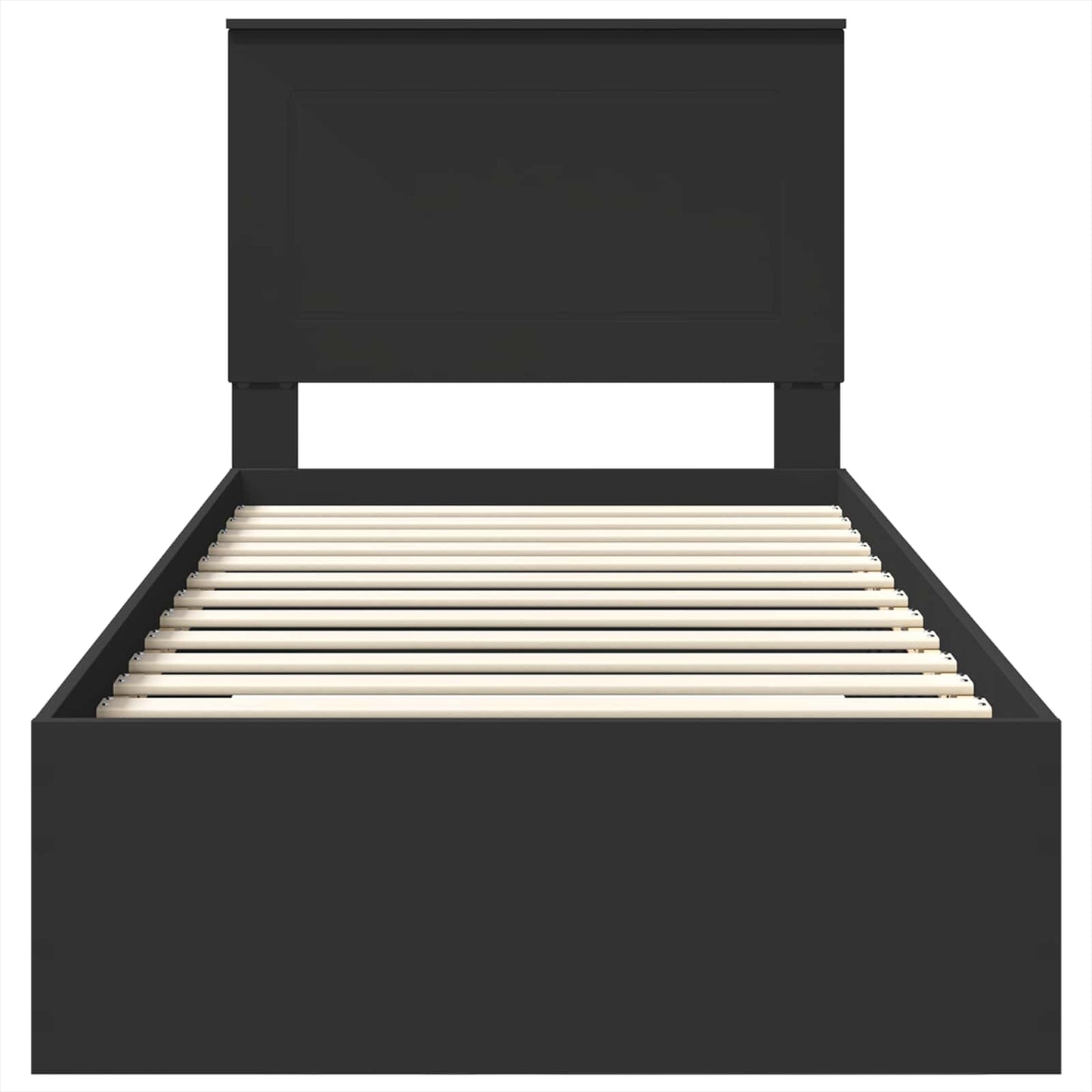Bedframe met lade Zwart en Zilver 75 x 190 cm Bewerkt hout is nu te koop bij PeponiXL, paradijselijk wonen!