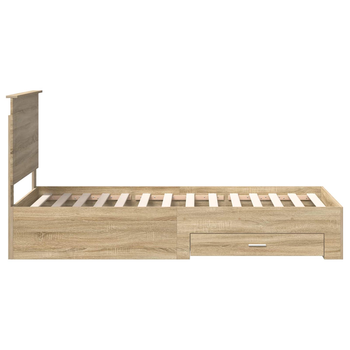 Bedframe Sonoma Eiken en Zilver 75 x 190 cm Bewerkt hout is nu te koop bij PeponiXL, paradijselijk wonen!