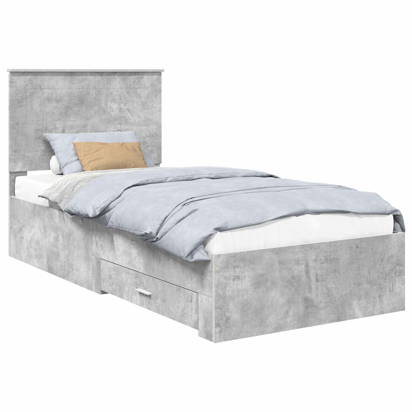 Bedframe Beton Grijs en Zilver 75 x 190 cm Bewerkt hout is nu te koop bij PeponiXL, paradijselijk wonen!