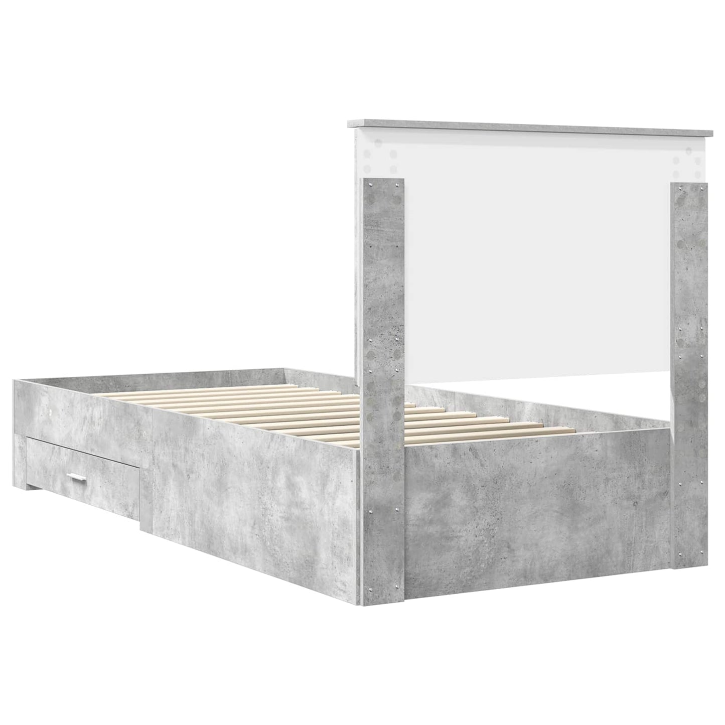 Bedframe Beton Grijs en Zilver 75 x 190 cm Bewerkt hout is nu te koop bij PeponiXL, paradijselijk wonen!