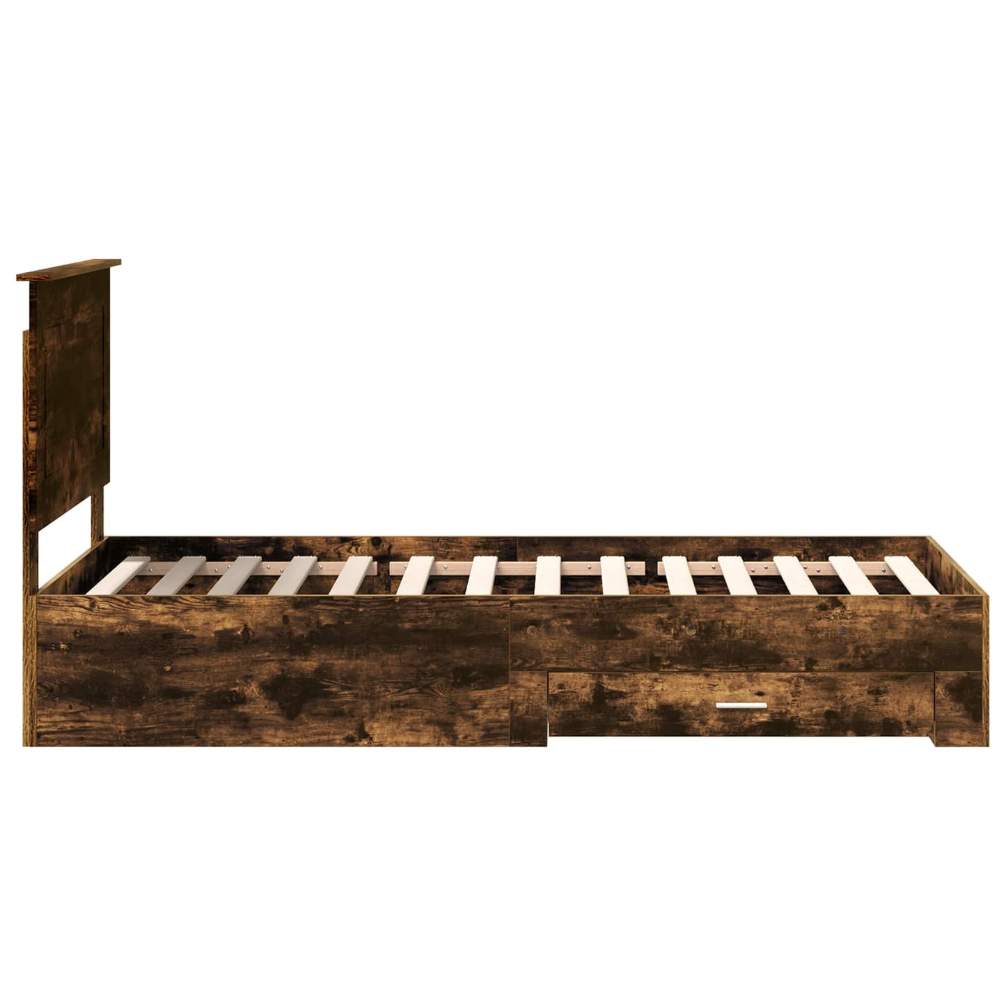 Bedframe Gerookt Eiken en Zilver 75 x 190 cm Bewerkt hout is nu te koop bij PeponiXL, paradijselijk wonen!