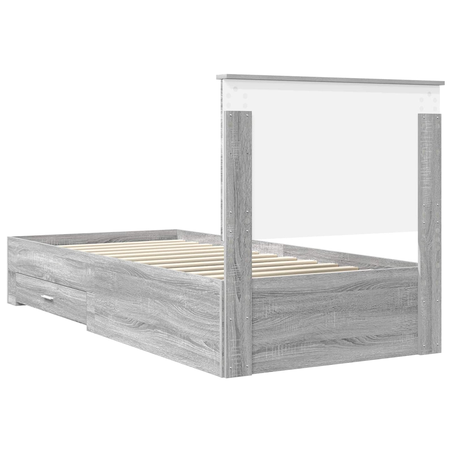 Bedframe Grijs Sonoma en Zilver 75 x 190 cm Bewerkt hout is nu te koop bij PeponiXL, paradijselijk wonen!