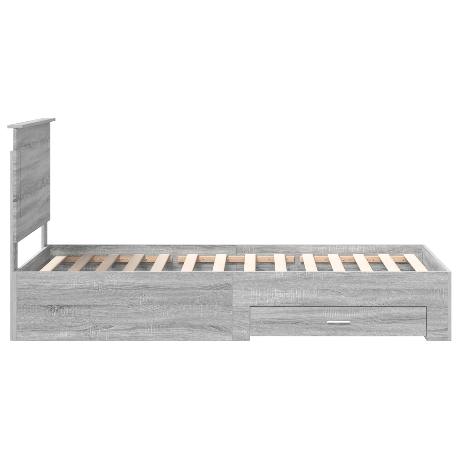 Bedframe Grijs Sonoma en Zilver 75 x 190 cm Bewerkt hout is nu te koop bij PeponiXL, paradijselijk wonen!