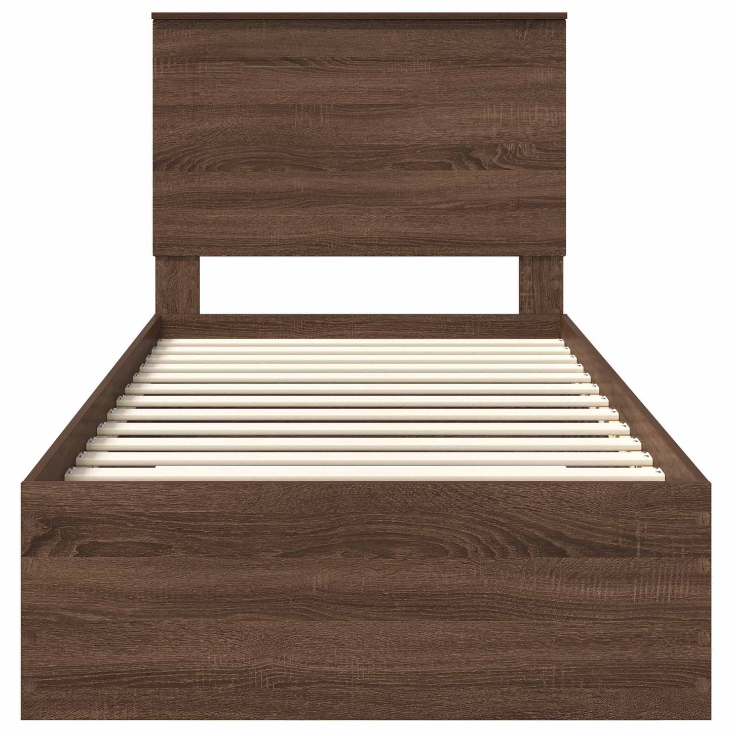 Bedframe Bruin Eiken en Zilver 75 x 190 cm Bewerkt hout is nu te koop bij PeponiXL, paradijselijk wonen!