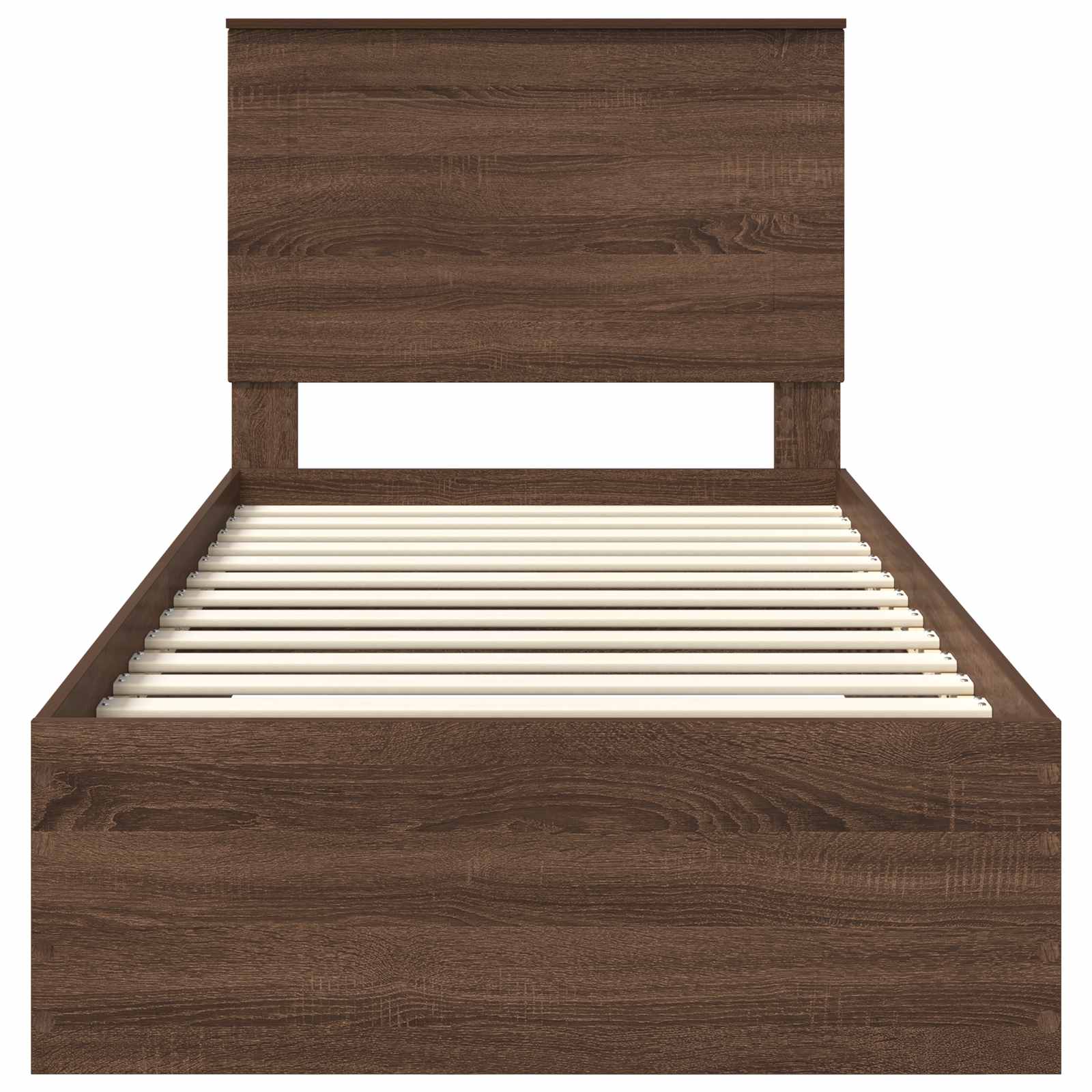 Bedframe Bruin Eiken en Zilver 75 x 190 cm Bewerkt hout is nu te koop bij PeponiXL, paradijselijk wonen!