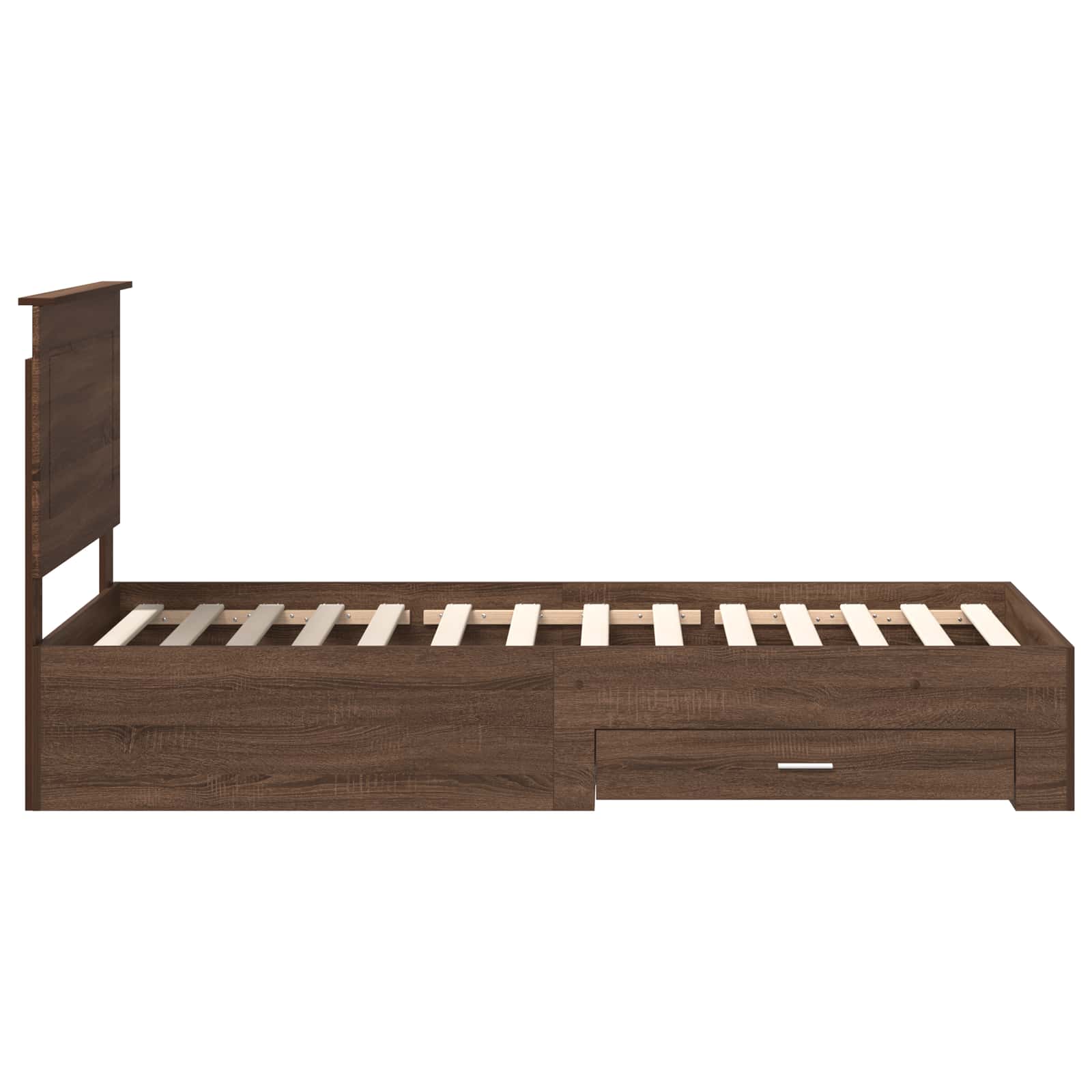 Bedframe Bruin Eiken en Zilver 75 x 190 cm Bewerkt hout is nu te koop bij PeponiXL, paradijselijk wonen!