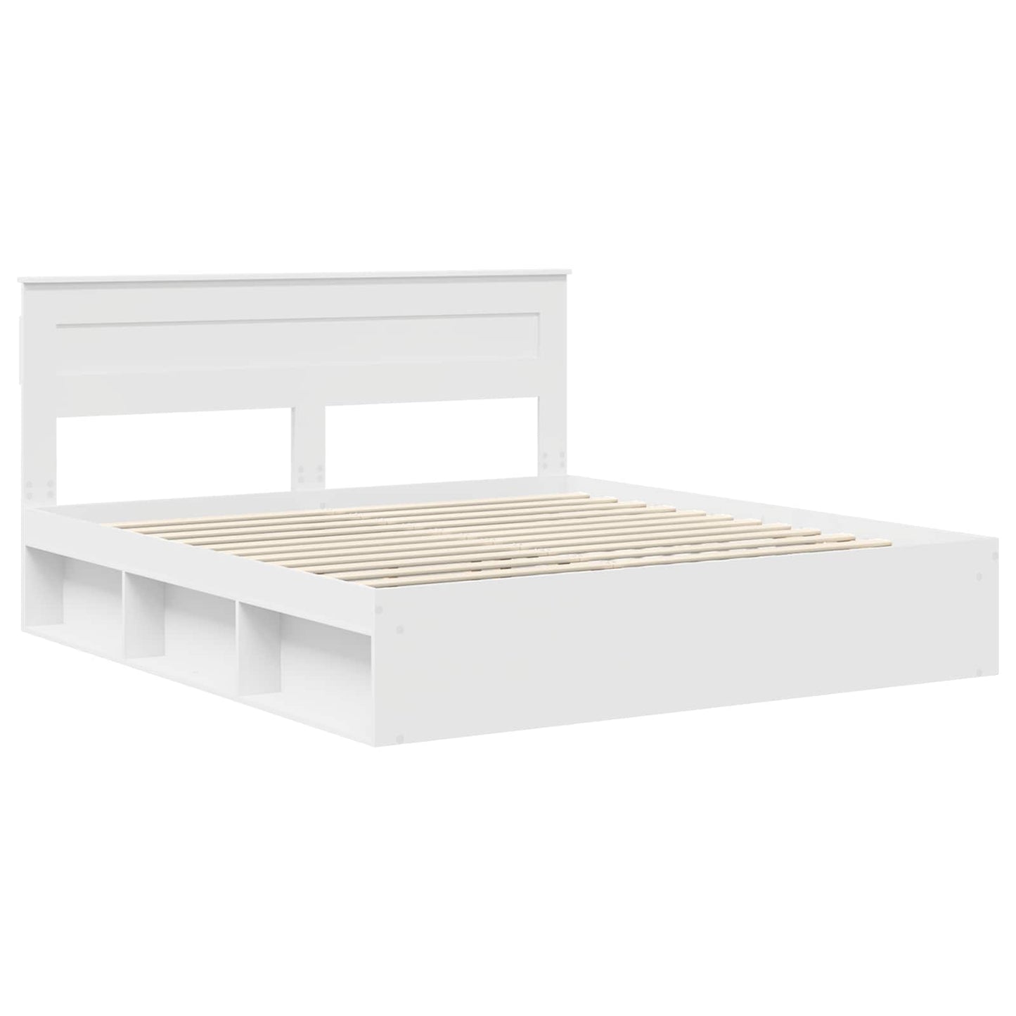 Bedframe met hoofdeinde Wit 200 x 200 cm Massief grenenhout is nu te koop bij PeponiXL, paradijselijk wonen!