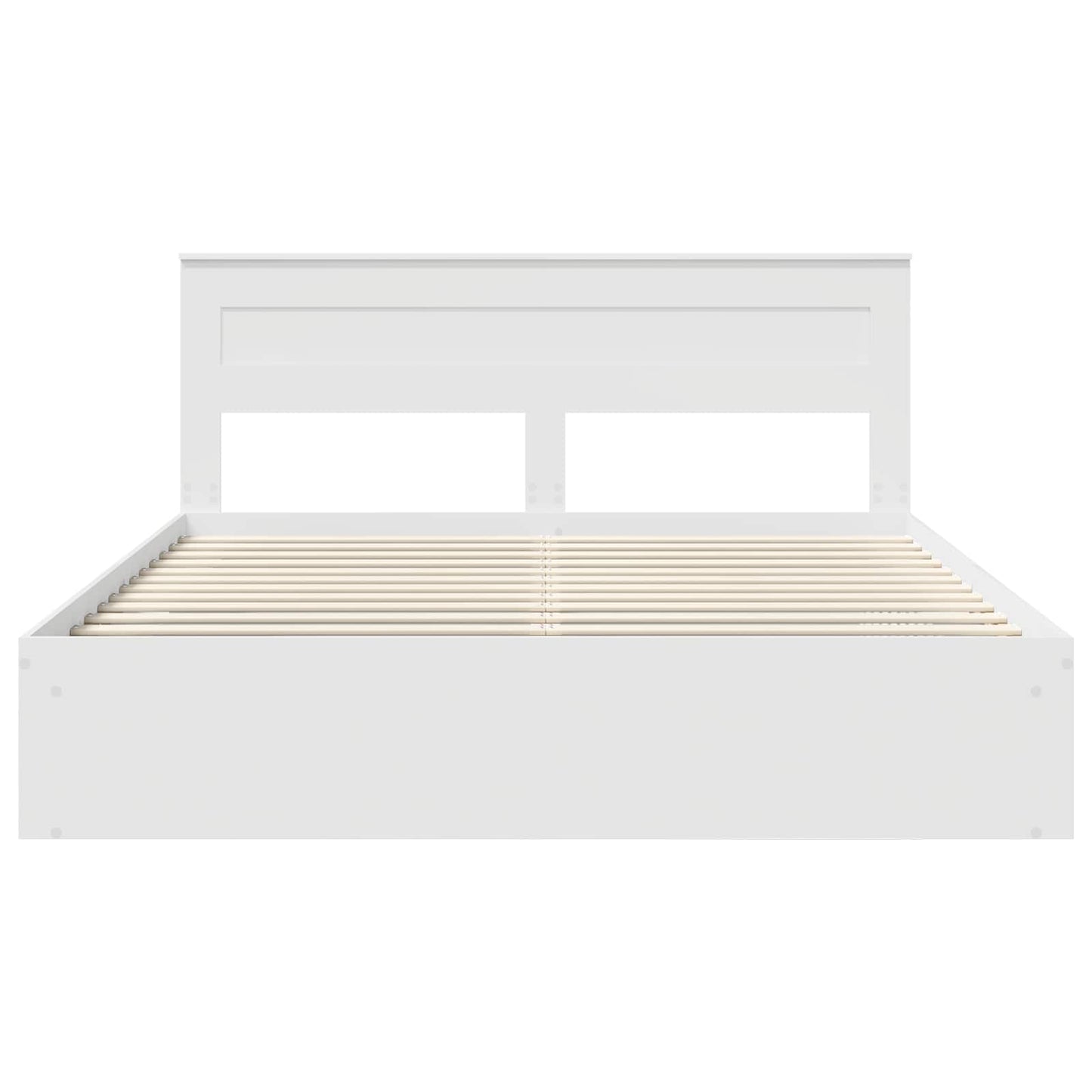 Bedframe met hoofdeinde Wit 200 x 200 cm Massief grenenhout is nu te koop bij PeponiXL, paradijselijk wonen!