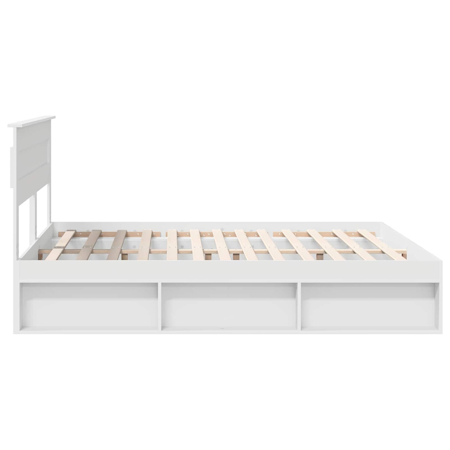 Bedframe met hoofdeinde Wit 200 x 200 cm Massief grenenhout is nu te koop bij PeponiXL, paradijselijk wonen!