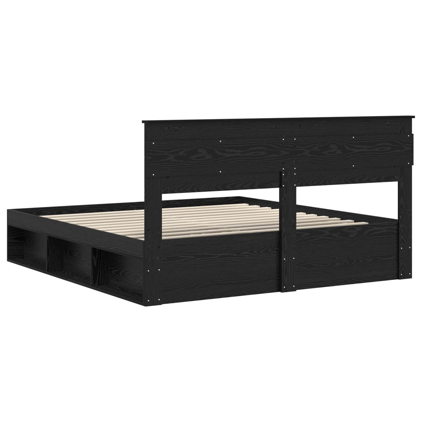 Bedframe met hoofdeinde Zwart 200 x 200 cm Massief grenenhout is nu te koop bij PeponiXL, paradijselijk wonen!