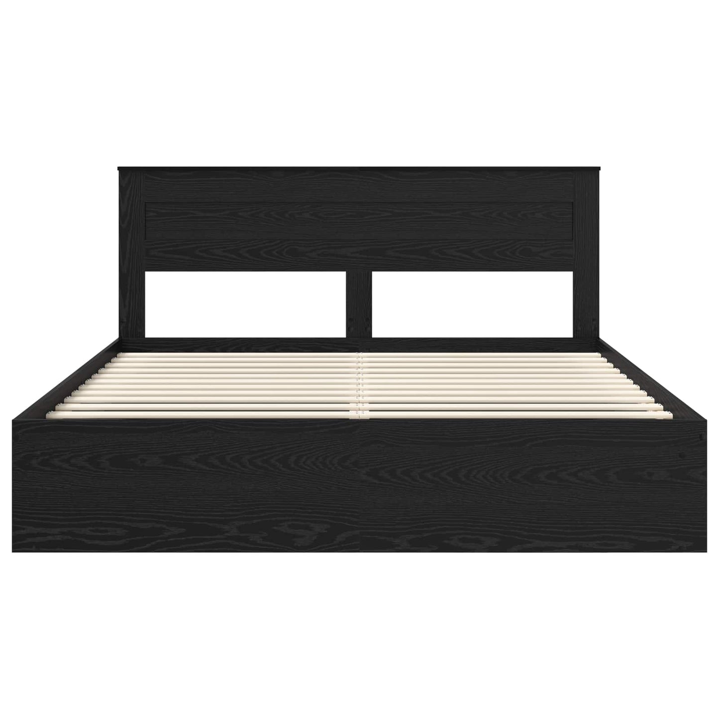 Bedframe met hoofdeinde Zwart 200 x 200 cm Massief grenenhout is nu te koop bij PeponiXL, paradijselijk wonen!