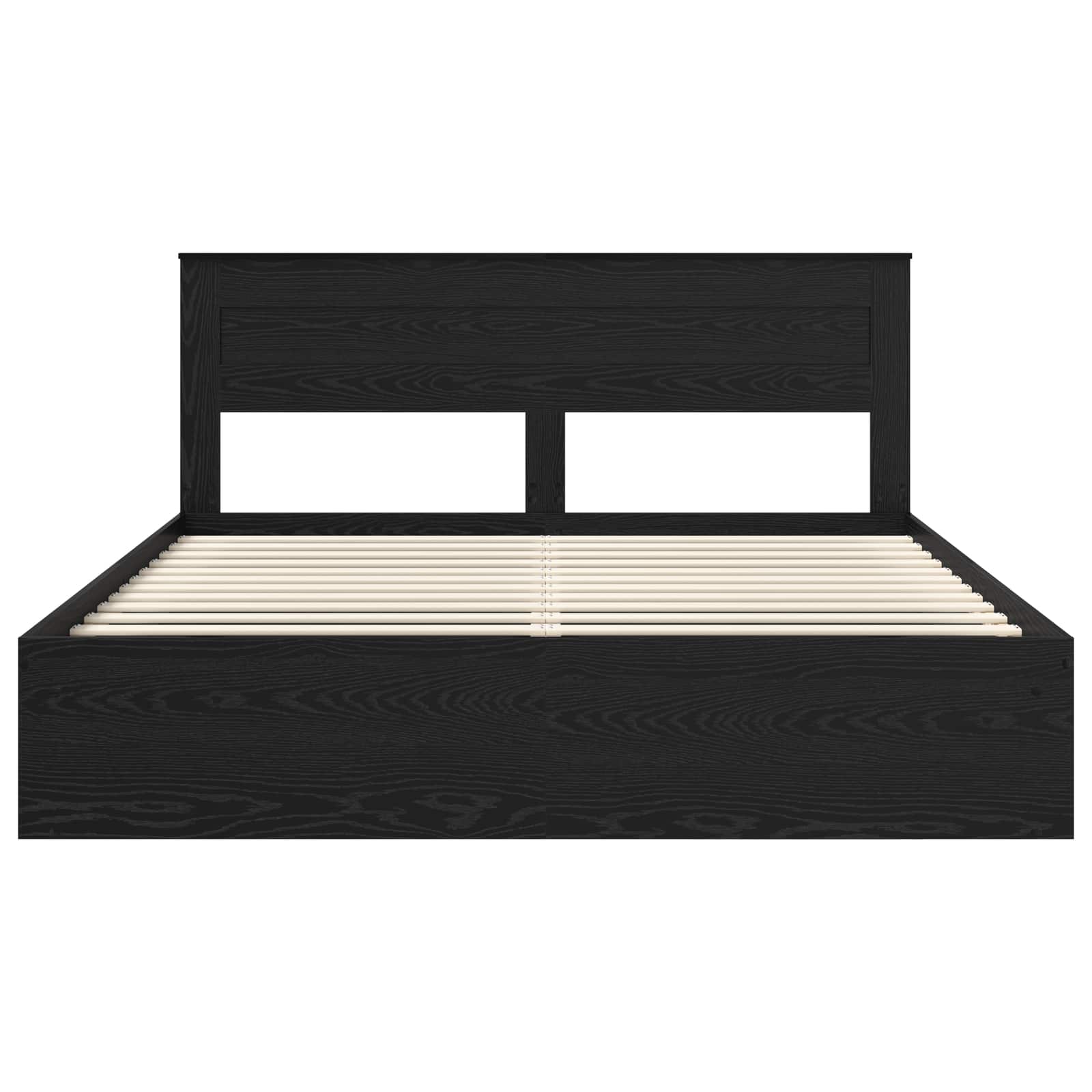Bedframe met hoofdeinde Zwart 200 x 200 cm Massief grenenhout is nu te koop bij PeponiXL, paradijselijk wonen!