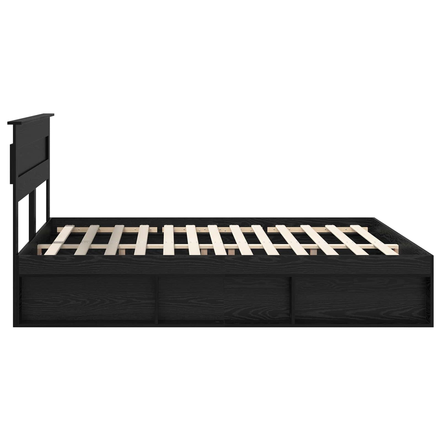 Bedframe met hoofdeinde Zwart 200 x 200 cm Massief grenenhout is nu te koop bij PeponiXL, paradijselijk wonen!