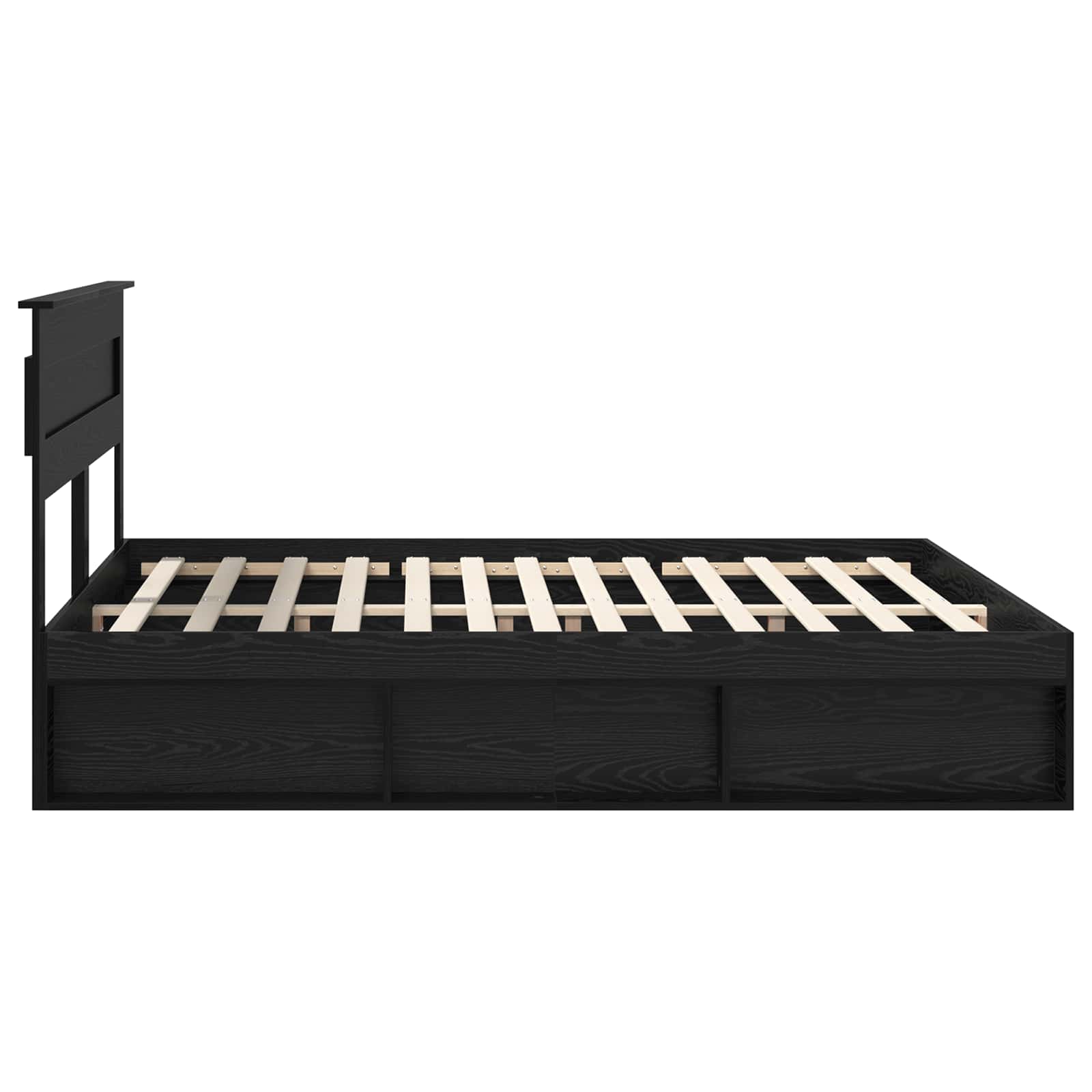 Bedframe met hoofdeinde Zwart 200 x 200 cm Massief grenenhout is nu te koop bij PeponiXL, paradijselijk wonen!