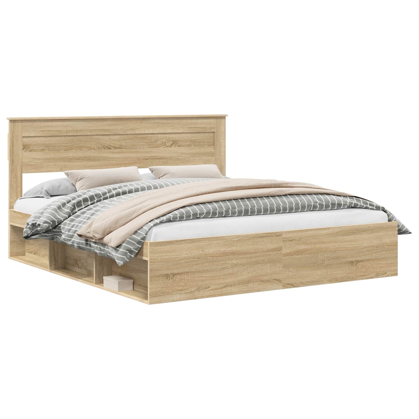Bedframe met hoofdeinde Sonoma 200 x 200 cm Massief grenenhout is nu te koop bij PeponiXL, paradijselijk wonen!
