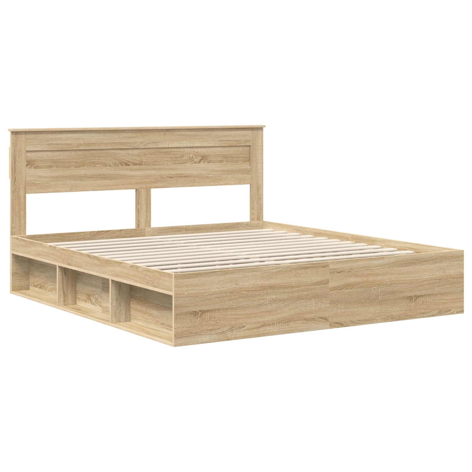 Bedframe met hoofdeinde Sonoma 200 x 200 cm Massief grenenhout is nu te koop bij PeponiXL, paradijselijk wonen!