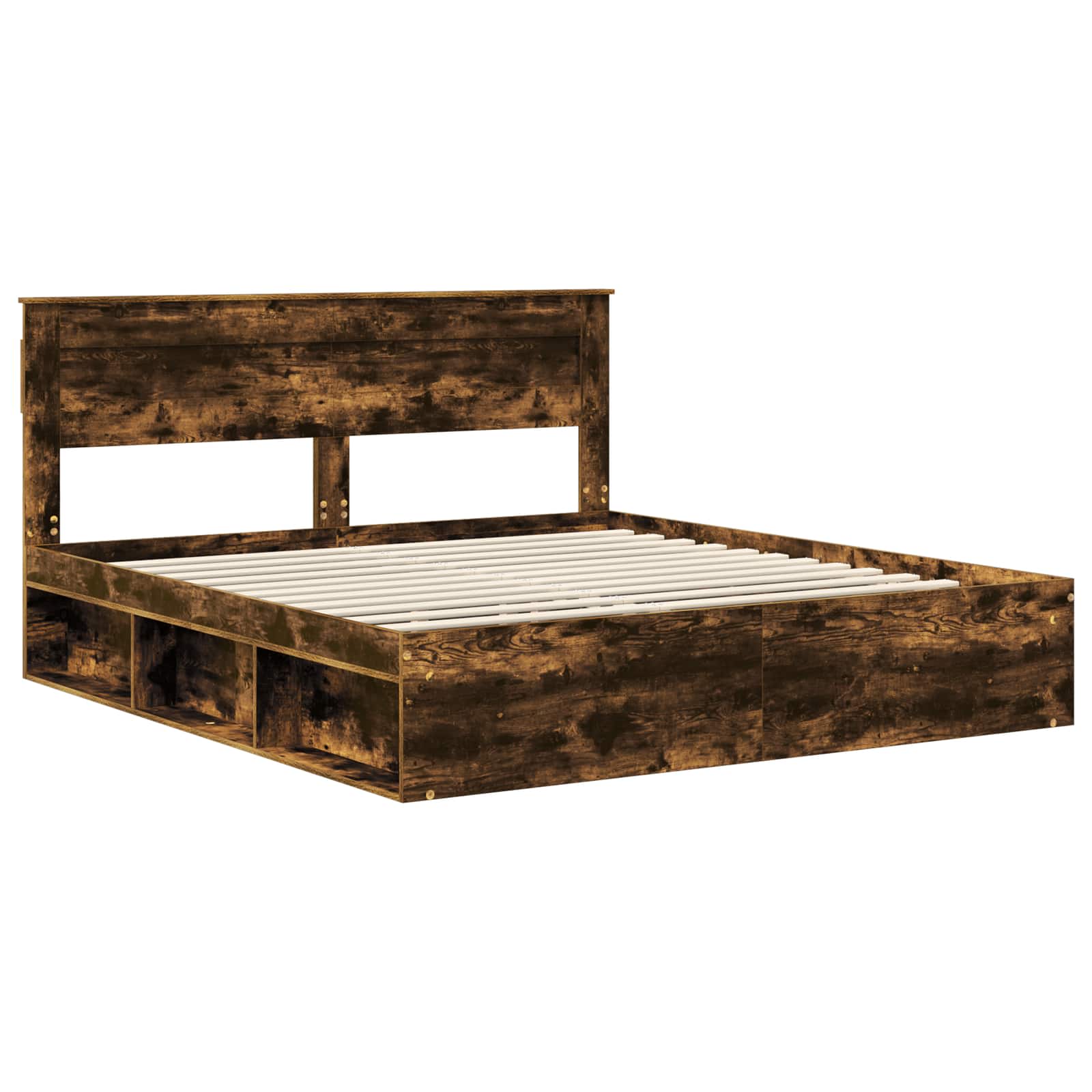 Bedframe Gerookt eiken 200 x 200 cm Massief grenenhout is nu te koop bij PeponiXL, paradijselijk wonen!