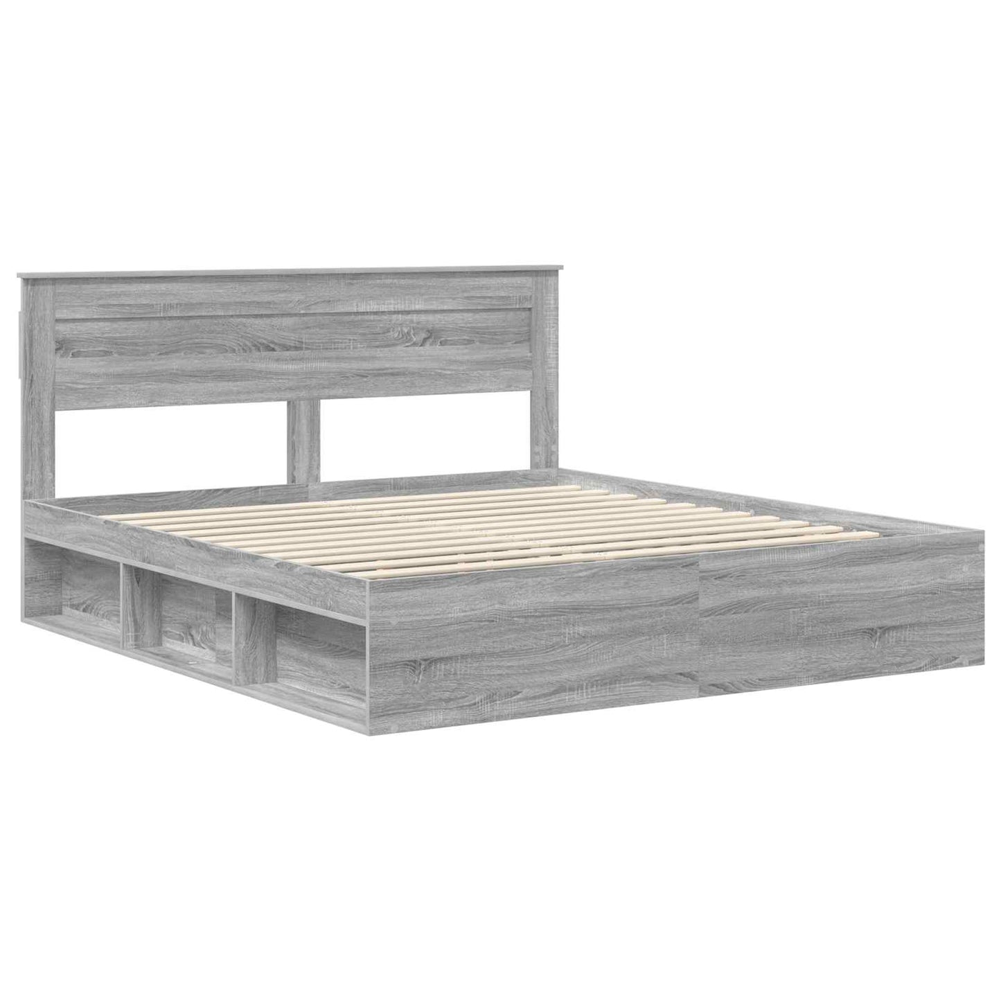 Bedframe Grijs Sonoma 200 x 200 cm Massief grenenhout is nu te koop bij PeponiXL, paradijselijk wonen!