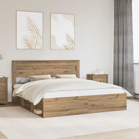 Bedframe Ambachtelijk eiken 200 x 200 cm Massief grenenhout is nu te koop bij PeponiXL, paradijselijk wonen!