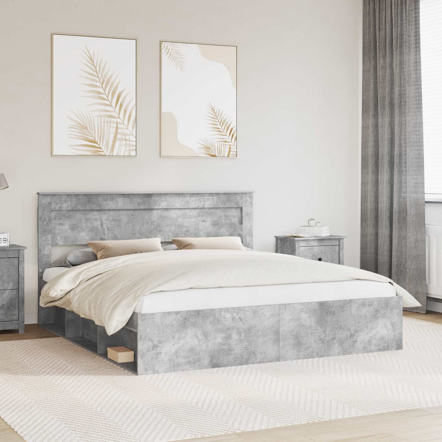 Bedframe met hoofdeinde Beton 180 x 200 cm Massief grenenhout is nu te koop bij PeponiXL, paradijselijk wonen!