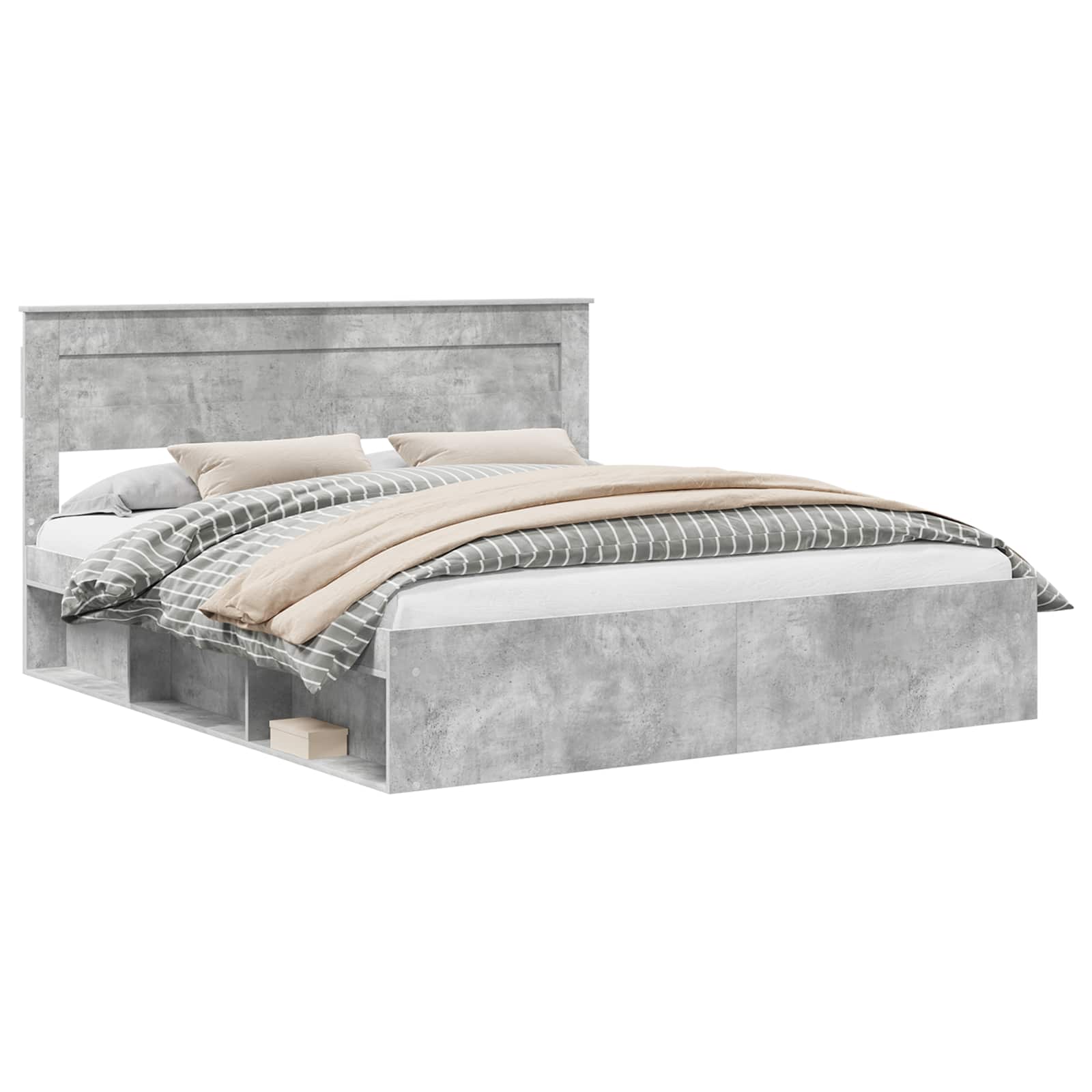 Bedframe met hoofdeinde Beton 180 x 200 cm Massief grenenhout is nu te koop bij PeponiXL, paradijselijk wonen!