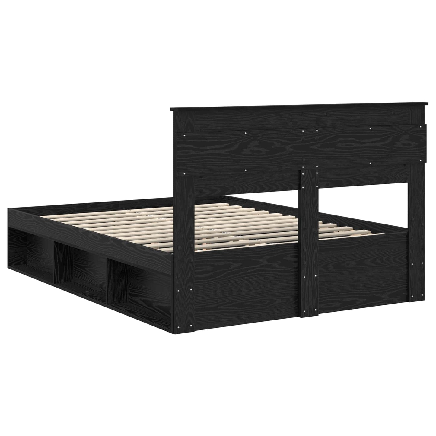 Bedframe met hoofdeinde Zwart 150 x 200 cm Massief grenenhout is nu te koop bij PeponiXL, paradijselijk wonen!
