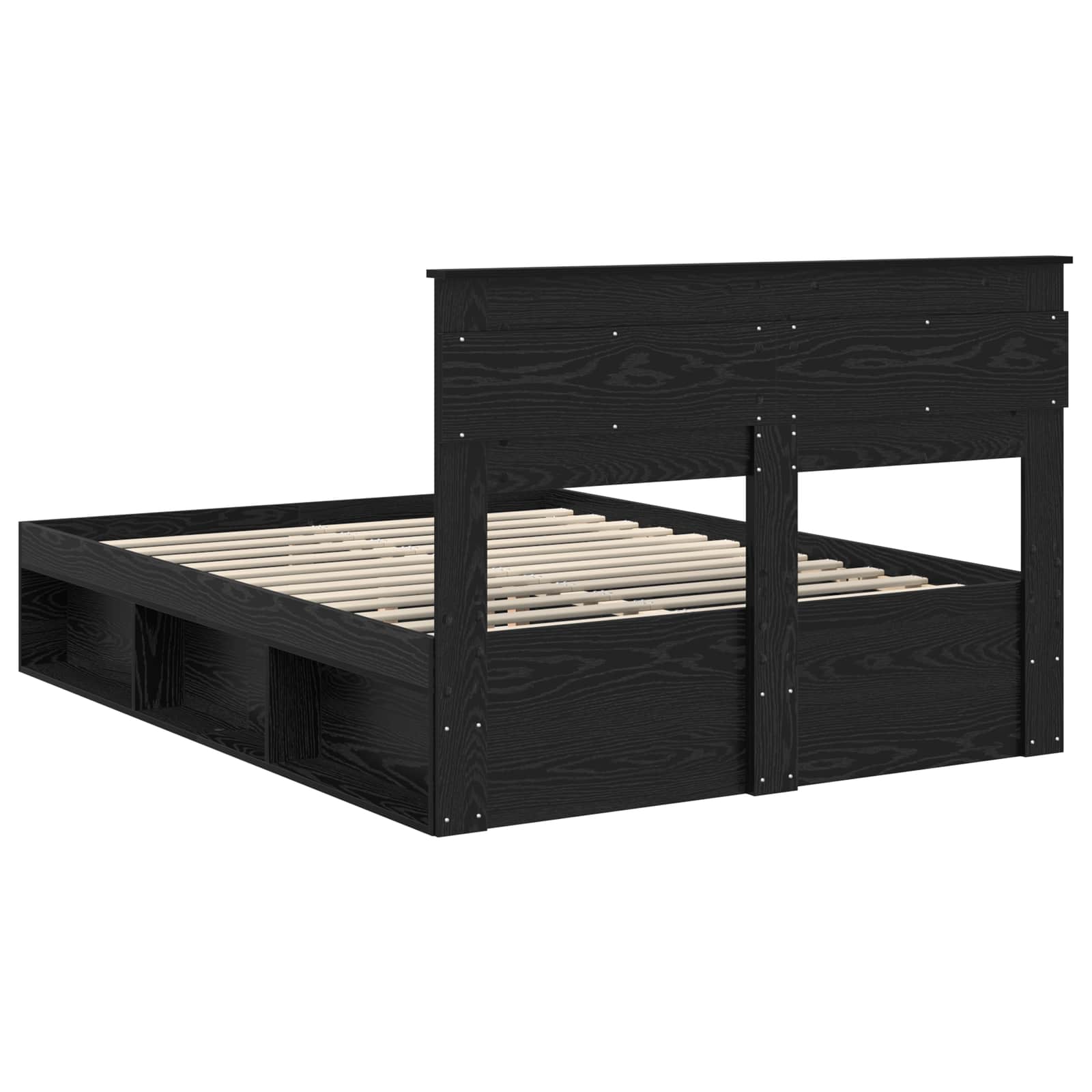 Bedframe met hoofdeinde Zwart 150 x 200 cm Massief grenenhout is nu te koop bij PeponiXL, paradijselijk wonen!