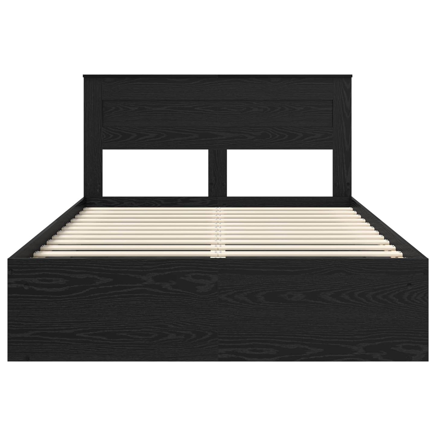 Bedframe met hoofdeinde Zwart 150 x 200 cm Massief grenenhout is nu te koop bij PeponiXL, paradijselijk wonen!