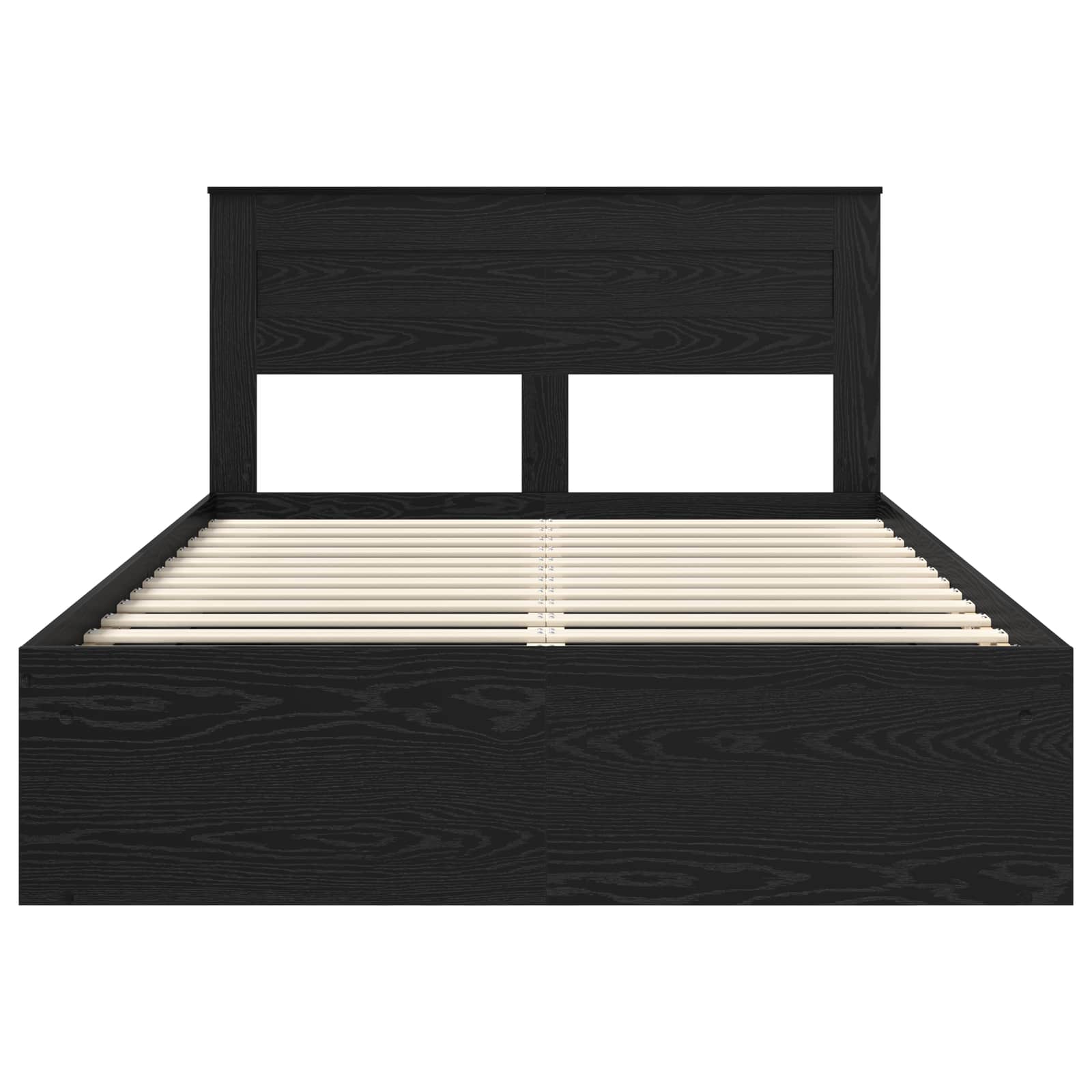 Bedframe met hoofdeinde Zwart 150 x 200 cm Massief grenenhout is nu te koop bij PeponiXL, paradijselijk wonen!