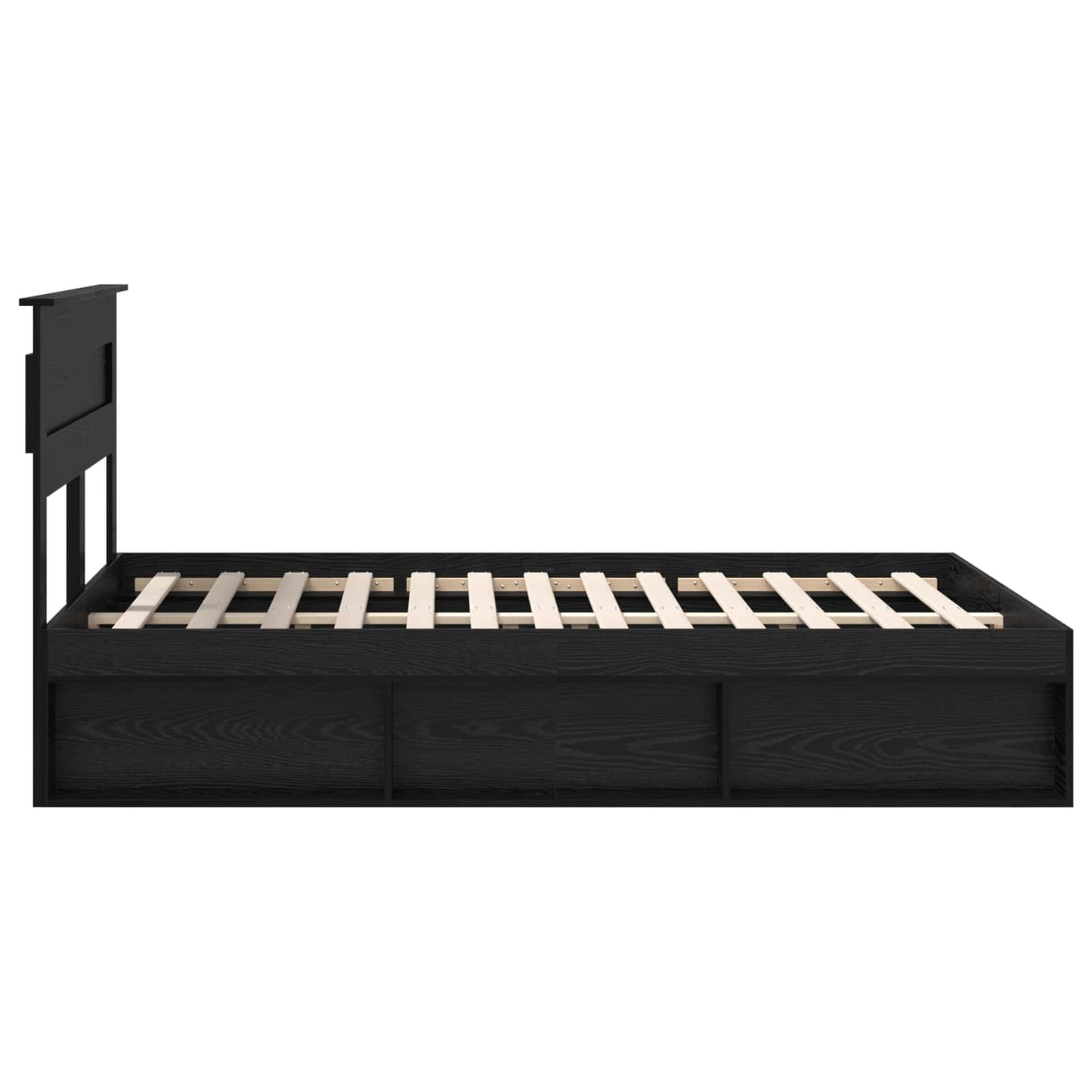 Bedframe met hoofdeinde Zwart 150 x 200 cm Massief grenenhout is nu te koop bij PeponiXL, paradijselijk wonen!
