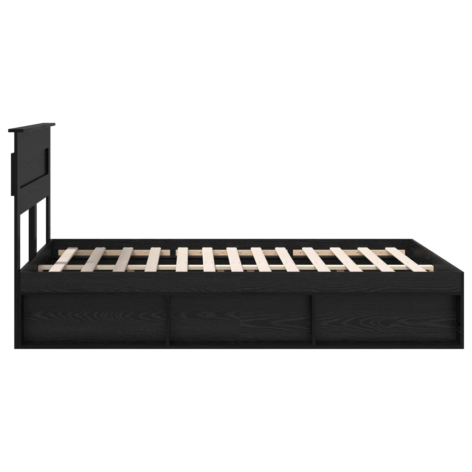 Bedframe met hoofdeinde Zwart 150 x 200 cm Massief grenenhout is nu te koop bij PeponiXL, paradijselijk wonen!