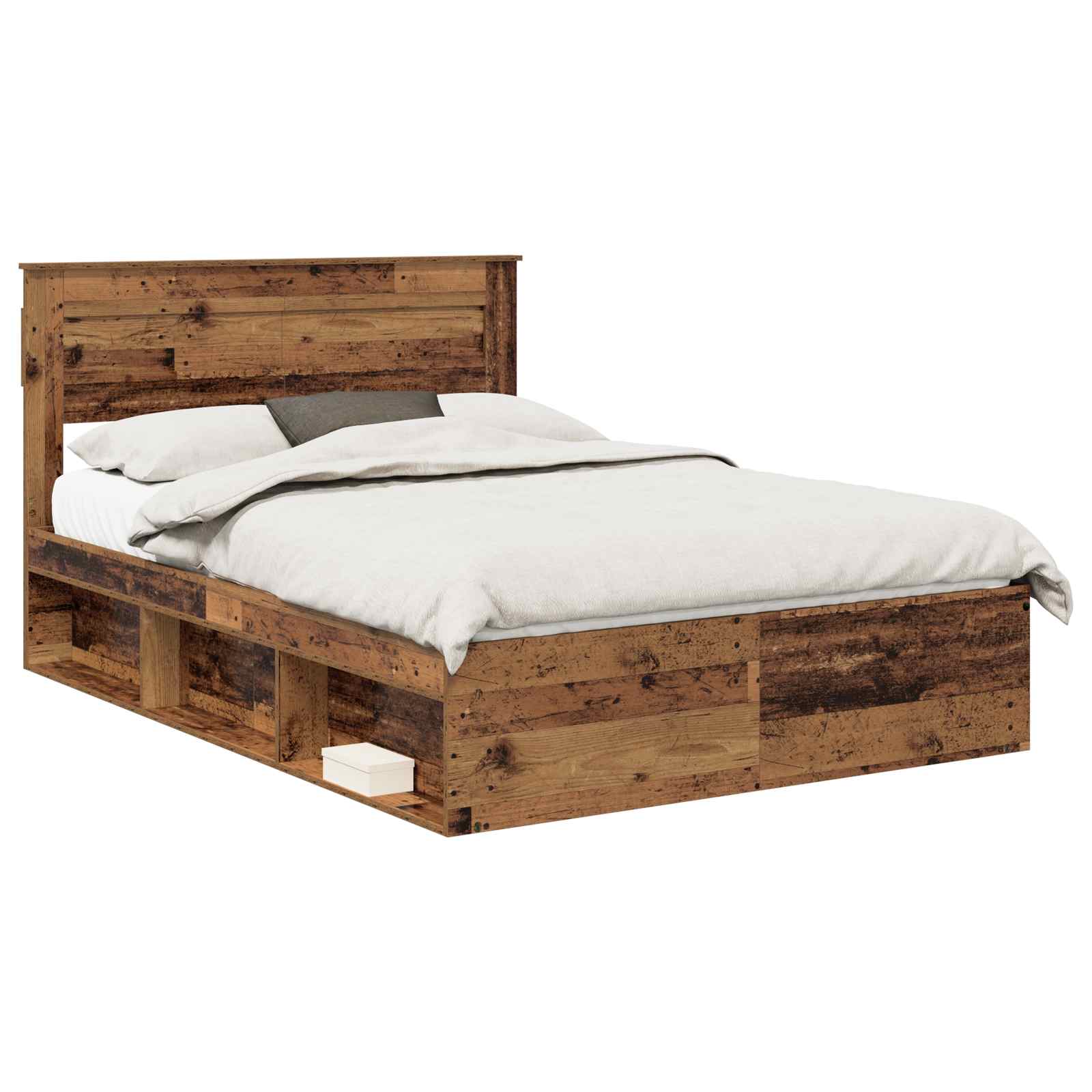 Bedframe met hoofdeinde Oudhout 150 x 200 cm Massief grenenhout is nu te koop bij PeponiXL, paradijselijk wonen!