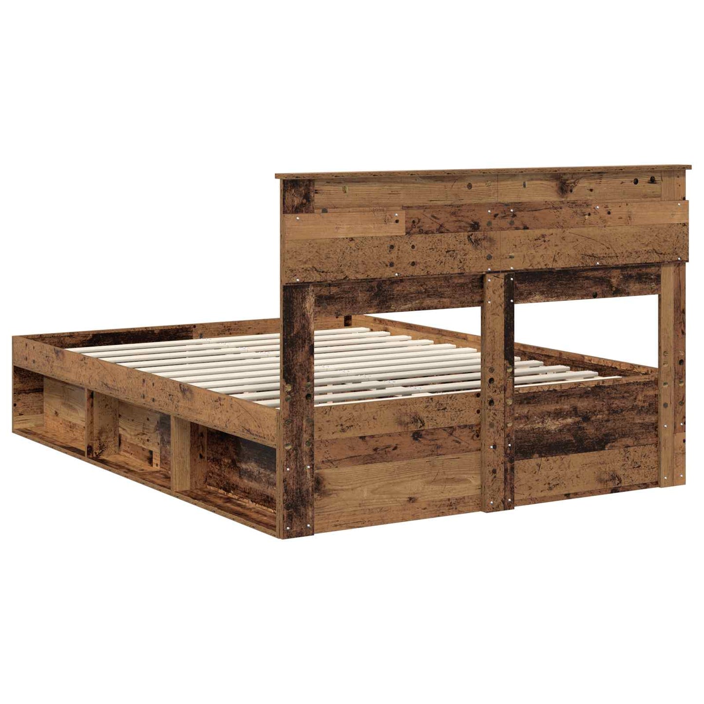 Bedframe met hoofdeinde Oudhout 150 x 200 cm Massief grenenhout is nu te koop bij PeponiXL, paradijselijk wonen!