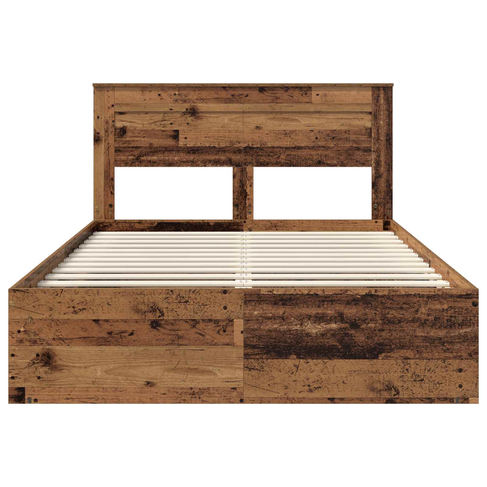 Bedframe met hoofdeinde Oudhout 150 x 200 cm Massief grenenhout is nu te koop bij PeponiXL, paradijselijk wonen!