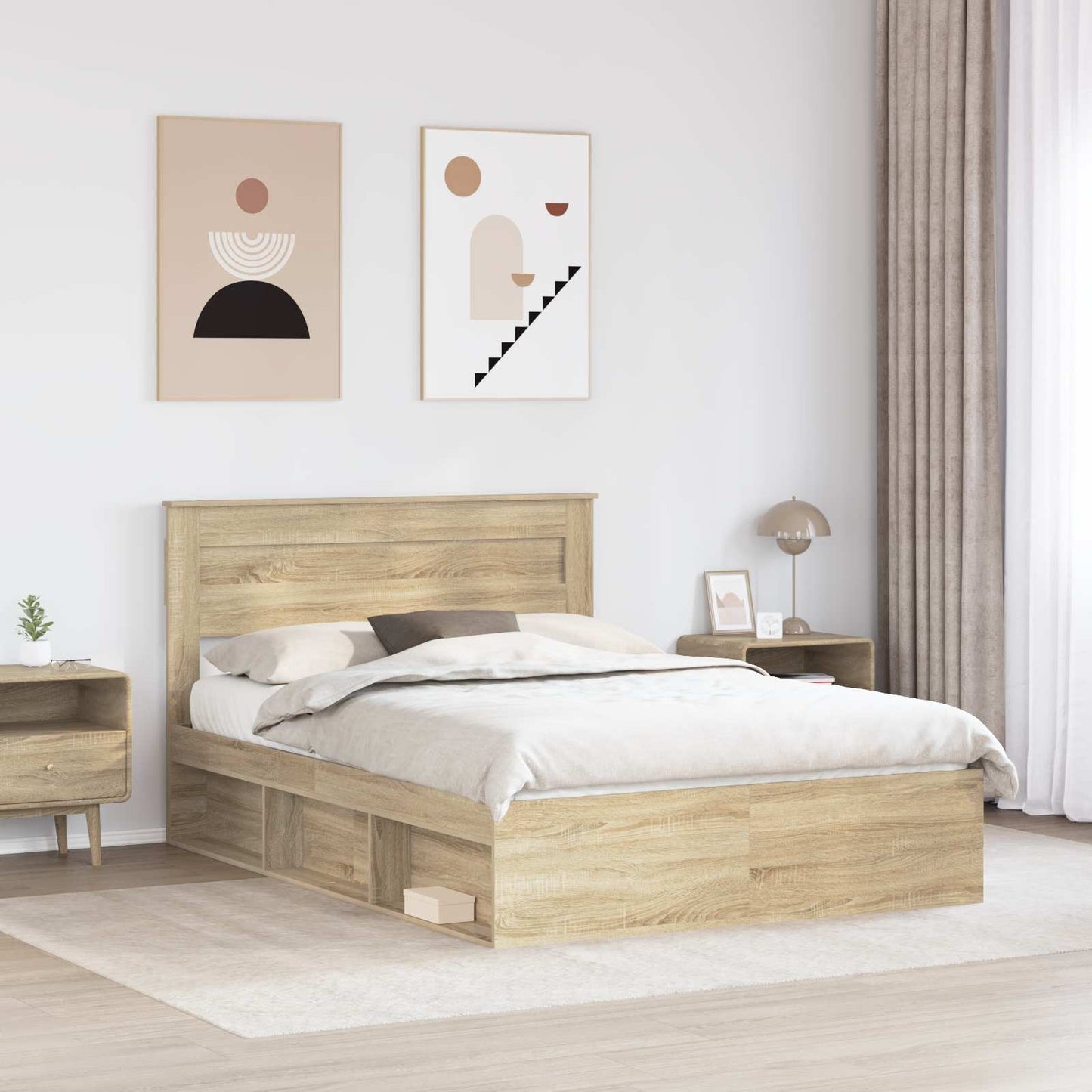 Bedframe met hoofdeinde Sonoma 140 x 190 cm Massief grenenhout is nu te koop bij PeponiXL, paradijselijk wonen!