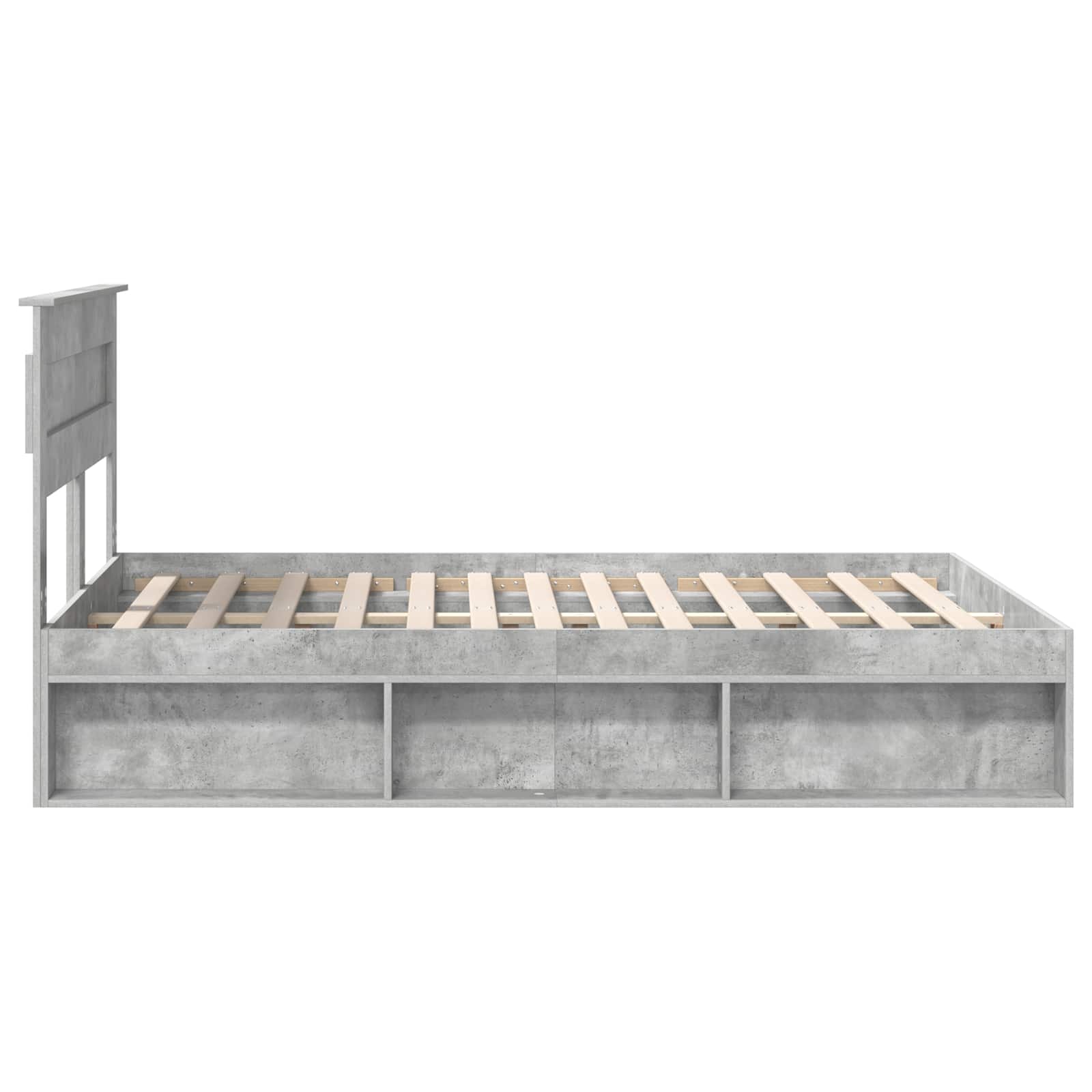 Bedframe met hoofdeinde Beton 140 x 190 cm Massief grenenhout is nu te koop bij PeponiXL, paradijselijk wonen!