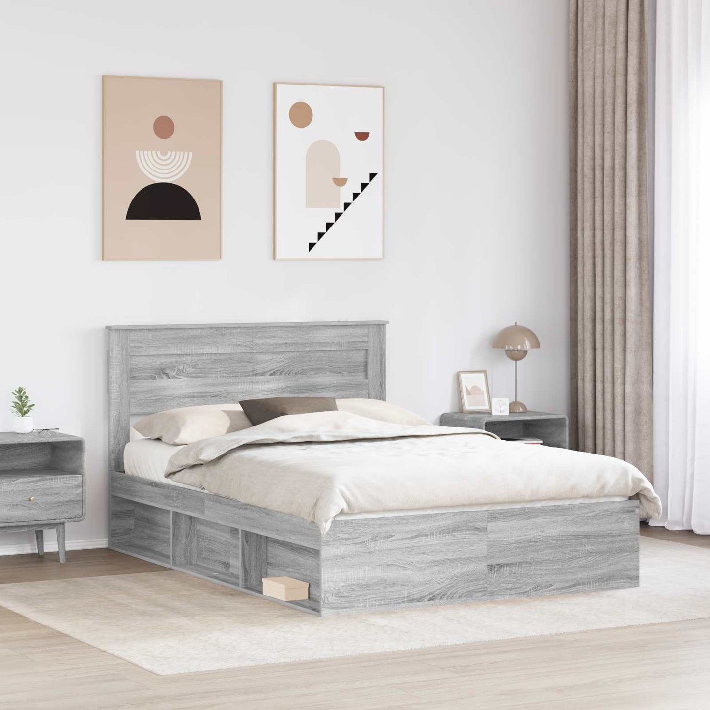 Bedframe Grijs Sonoma 140 x 190 cm Massief grenenhout is nu te koop bij PeponiXL, paradijselijk wonen!