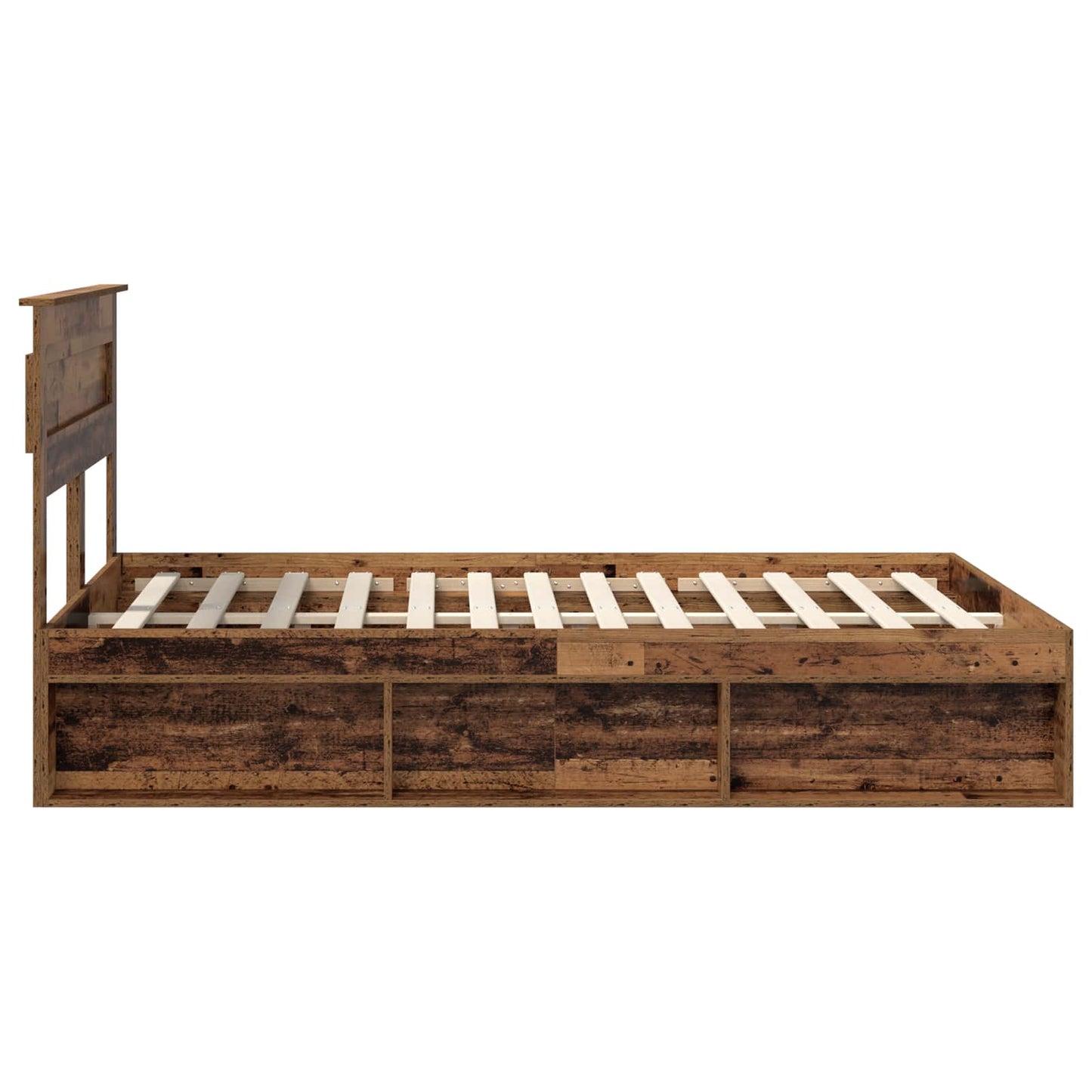 Bedframe met hoofdeinde Oudhout 140 x 190 cm Massief grenenhout is nu te koop bij PeponiXL, paradijselijk wonen!