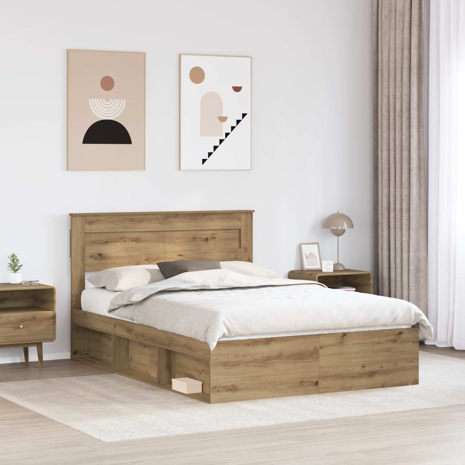 Bedframe Ambachtelijk eiken 140 x 190 cm Massief grenenhout is nu te koop bij PeponiXL, paradijselijk wonen!