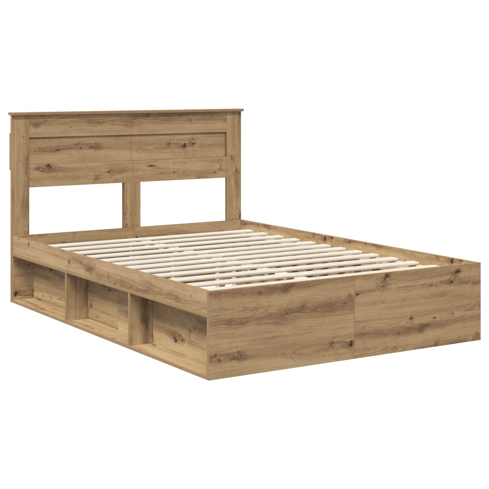 Bedframe Ambachtelijk eiken 140 x 190 cm Massief grenenhout is nu te koop bij PeponiXL, paradijselijk wonen!
